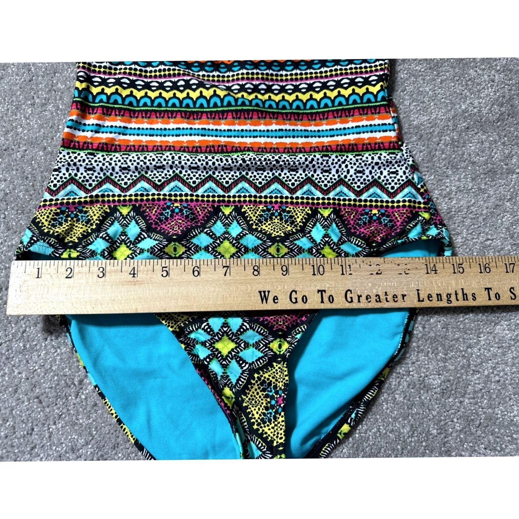 Kenneth Cole Kenneth Cole REACTION One Piece Swimsuit M Festival Boho Chic Indie Sleaze Beach Hallter Removable Pads Geometric Multicolor Women M Size ONE SIZE - 4 Thumbnail