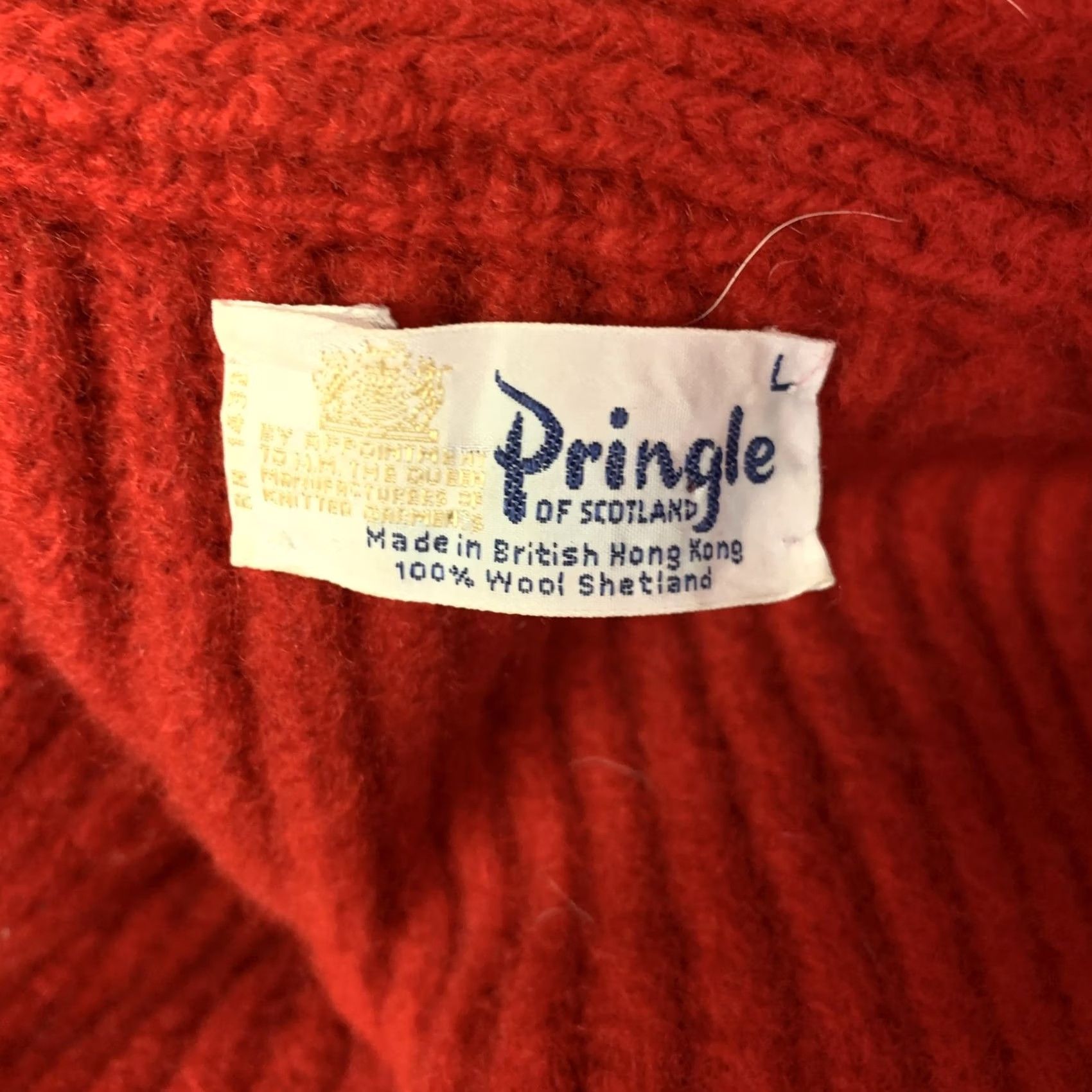 Vintage PRINGLE Shawl Cardigan Knit Wool Red Size L Size US L / EU 52-54 / 3 - 4 Thumbnail
