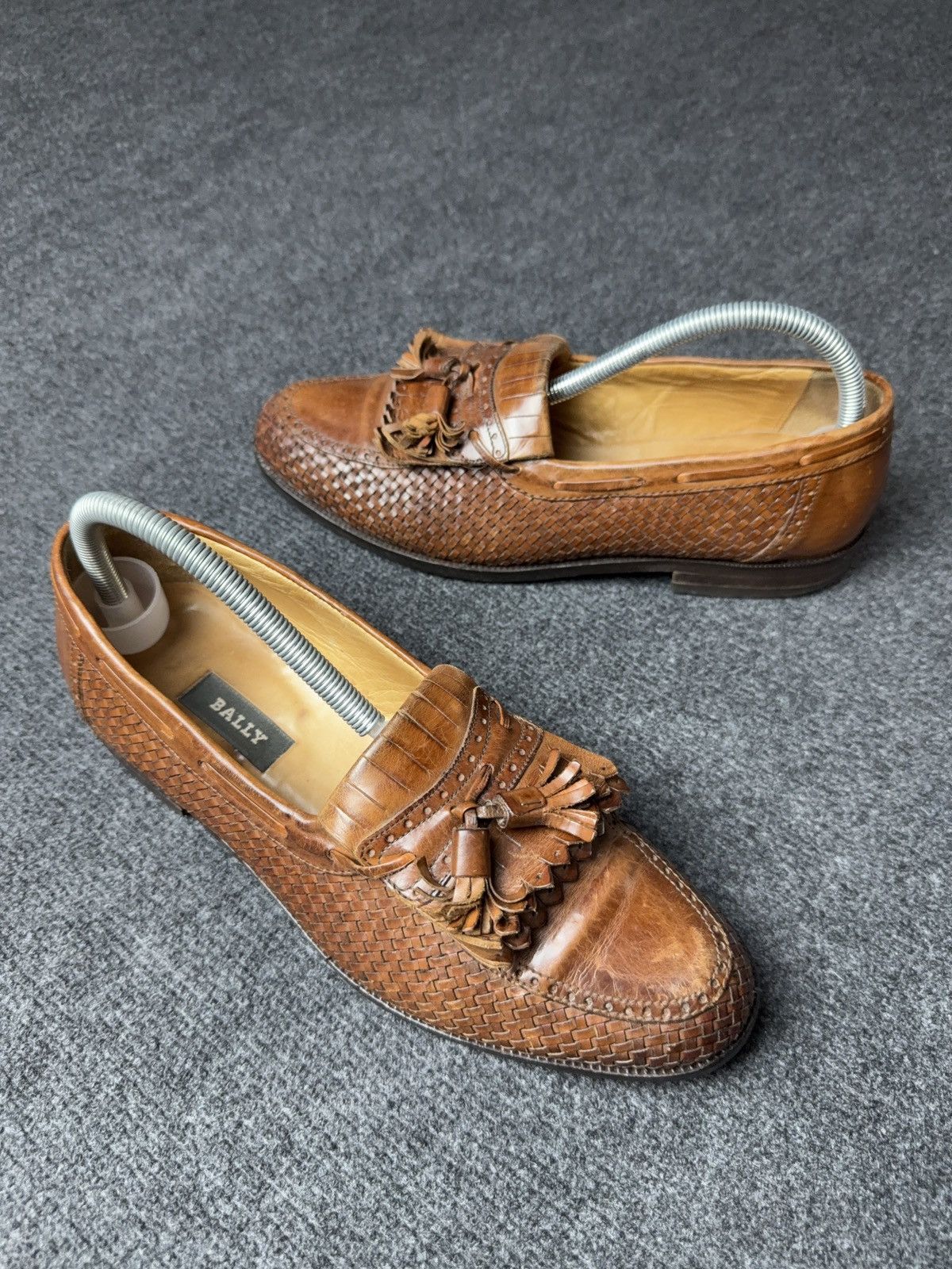 Bally Luxury Bally Woven Leather Tassel Loafers Brown Italy 42.5 Size US 9.5 / EU 42-43 - 1 Thumbnail