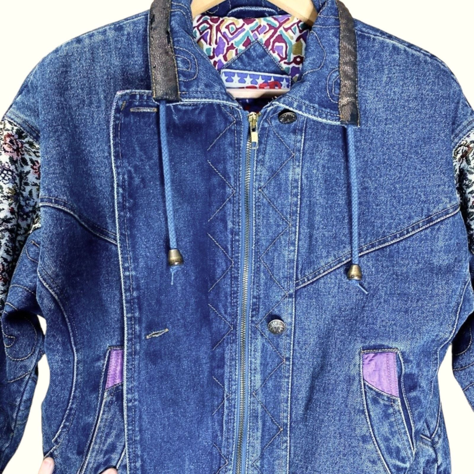 Faded Glory Faded Glory Denim Tapestry Jacket Vintage 80s Large Cotton Size L / US 10 / IT 46 - 1 Thumbnail