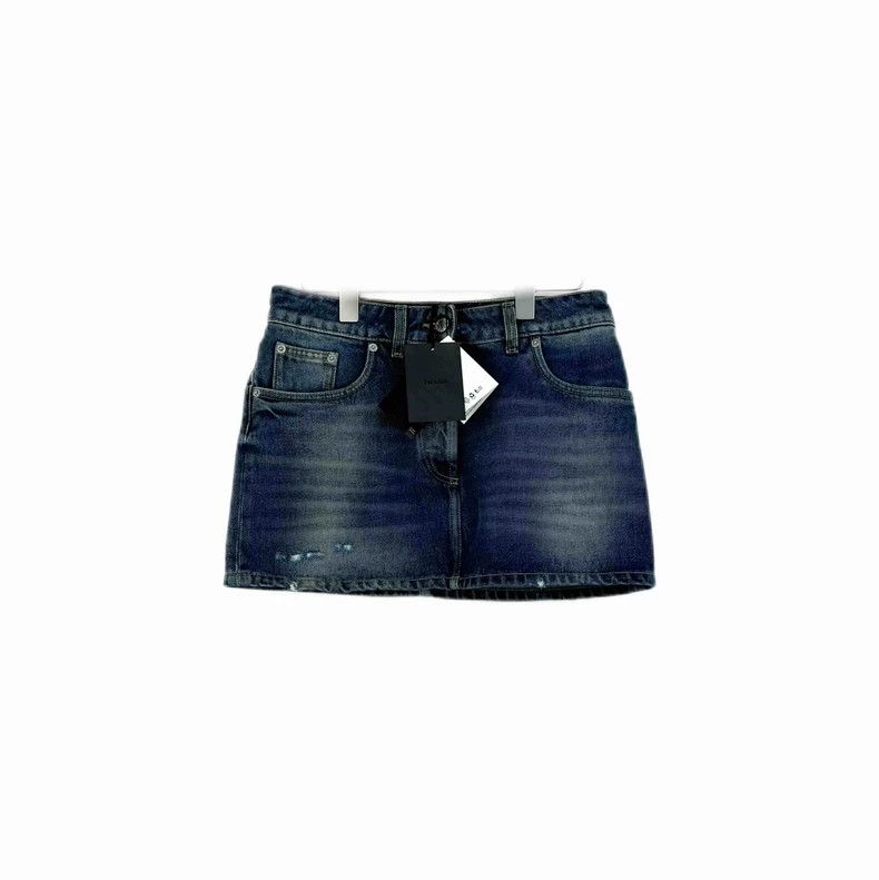 Prada Prada Washed blue metal triangle denim skirt 2502-Nextarrow Size 26" / US 2 / IT 38 - 1 Thumbnail
