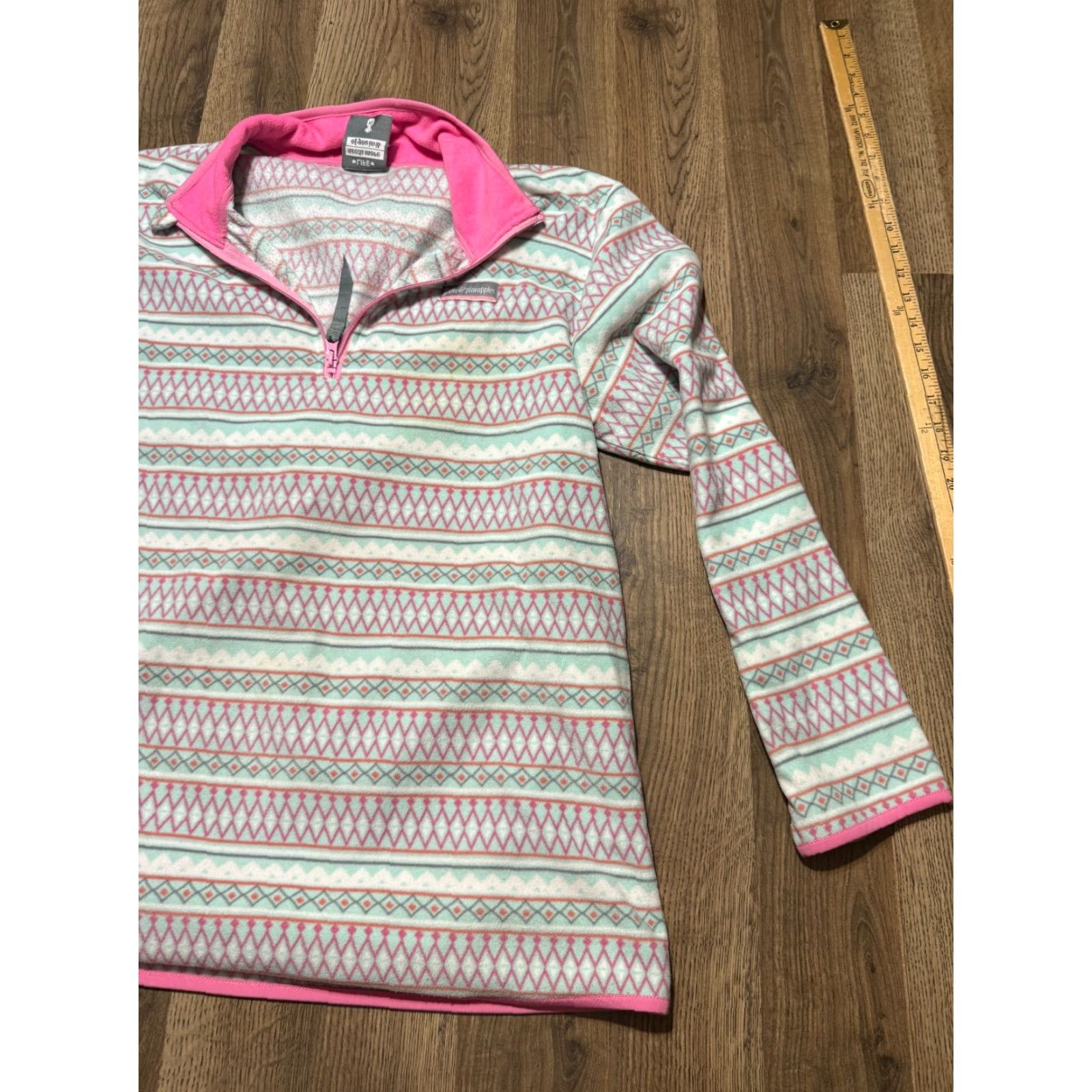 Vintage Love & Pineapples Sweater Women's XL Pink Quarter Zipper Knit Pullover Size XL / US 12-14 / IT 48-50 - 3 Thumbnail