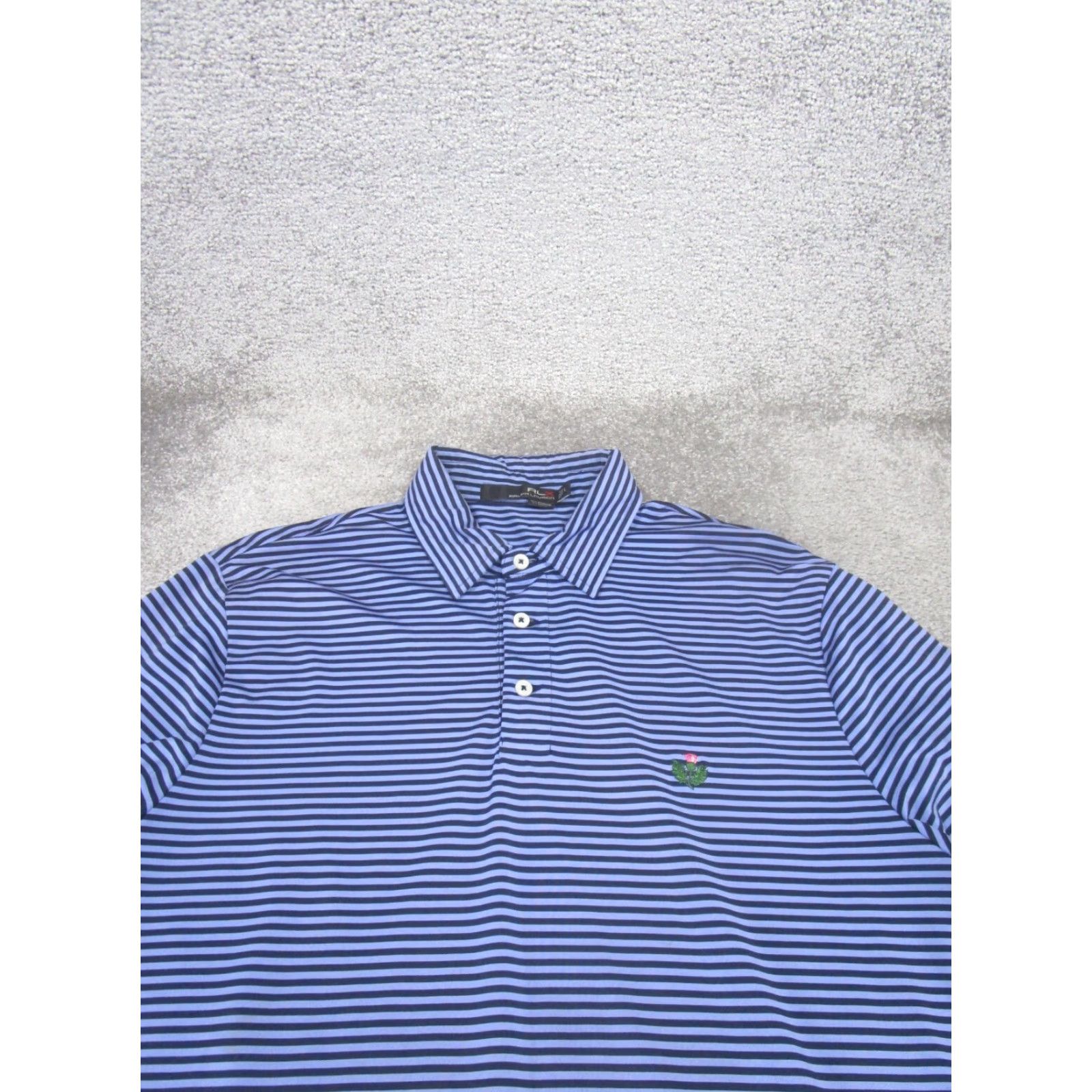 RLX Ralph Lauren VINTAGE RLX Ralph Lauren Polo Shirt Mens Large Blue Striped Gold Performance Polo Adult Large Blue Stripes Mens Size US L / EU 52-54 / 3 - 2 Thumbnail