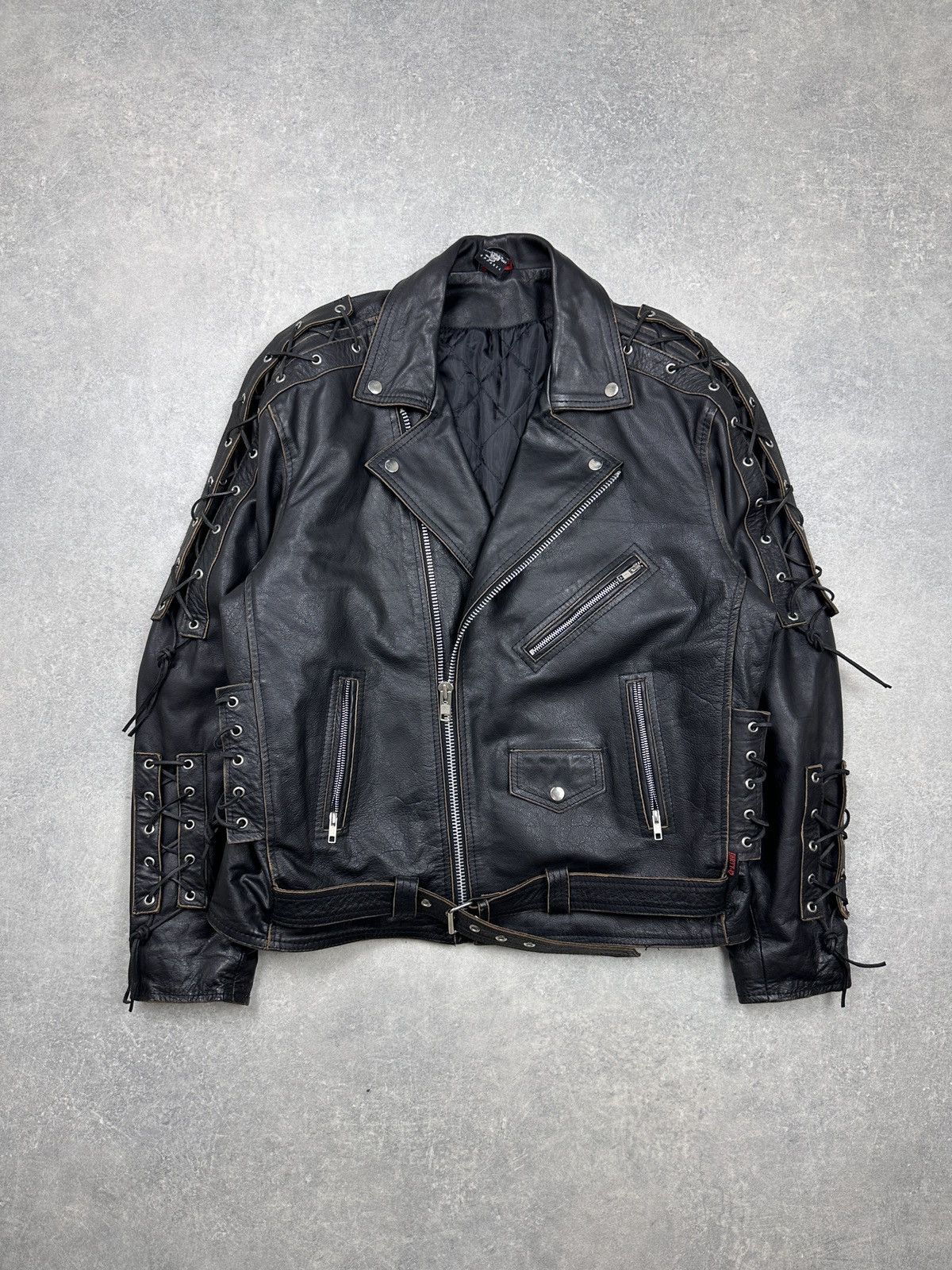 Japanese Brand × Vintage Vintage Leather Biker Jacket Eagle Embroidery Dirty-12 Size US XL / EU 56 / 4 - 1 Thumbnail