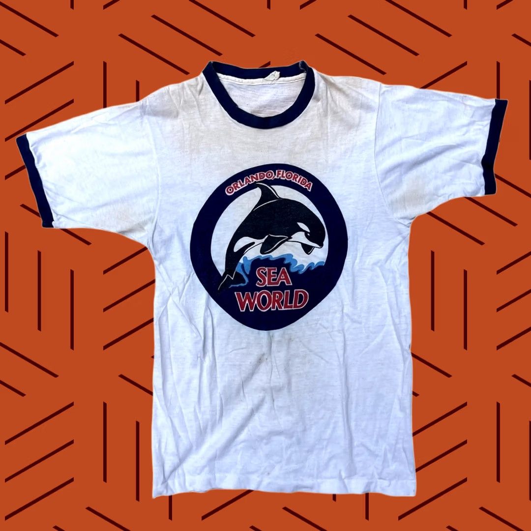 Vintage VINTAGE Sea World Shirt 1970's Graphic Tee Ringer True Size S Mens Size US M / EU 48-50 / 2 - 1 Thumbnail