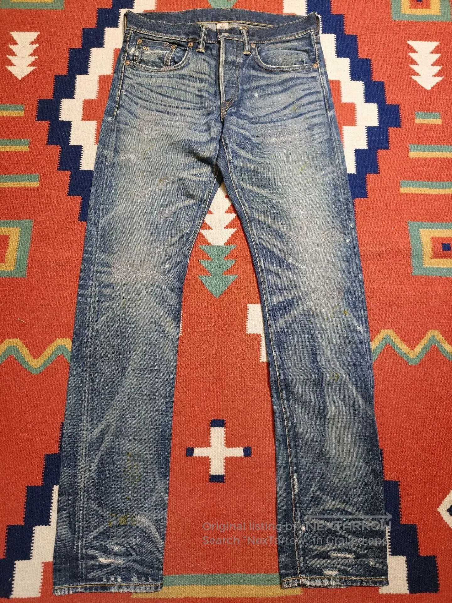 RRL Ralph Lauren RRL Distressed Red Selvedge Denim Jeans. Size US 29 - 1 Thumbnail