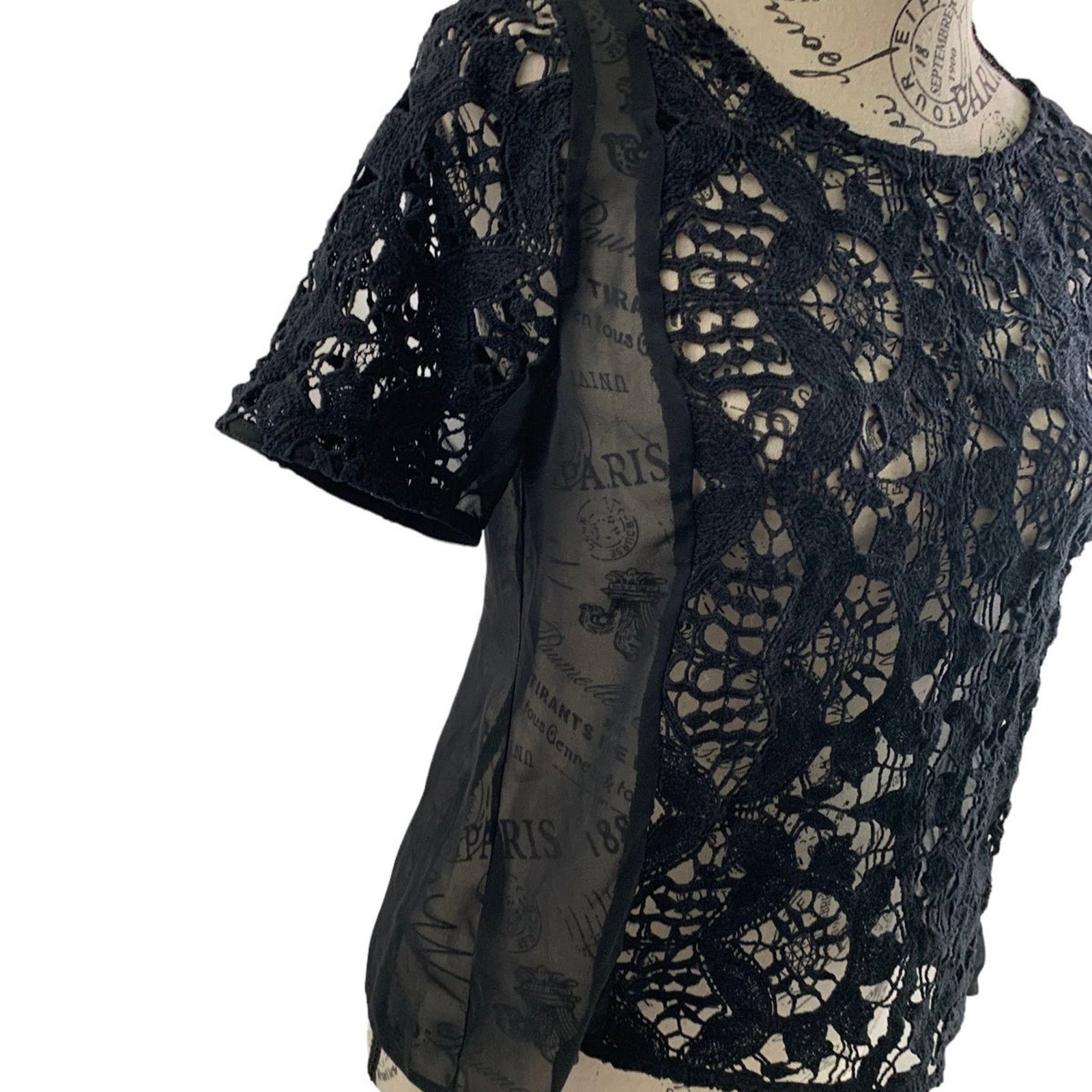 Other American Eagle Women’s Size XS Lace Top Black Sheer Size XS / US 0-2 / IT 36-38 - 3 Thumbnail