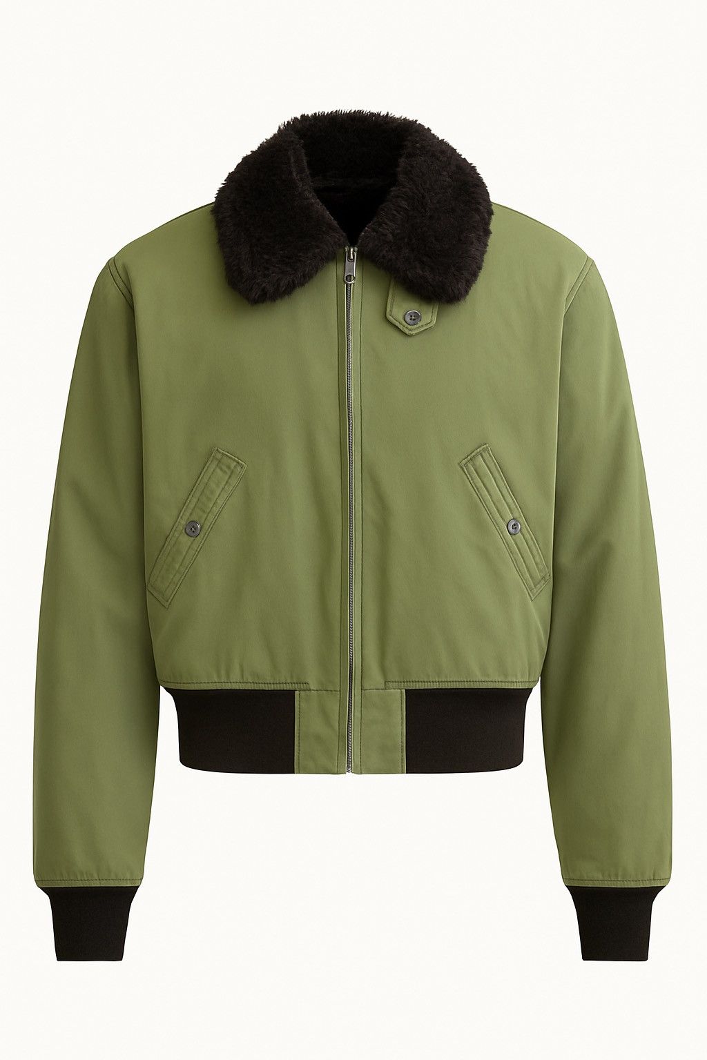 Vintage Colin Harvey Olive Green Bomber Jacket Faux Fur Collar Size US L / EU 52-54 / 3 - 1 Thumbnail