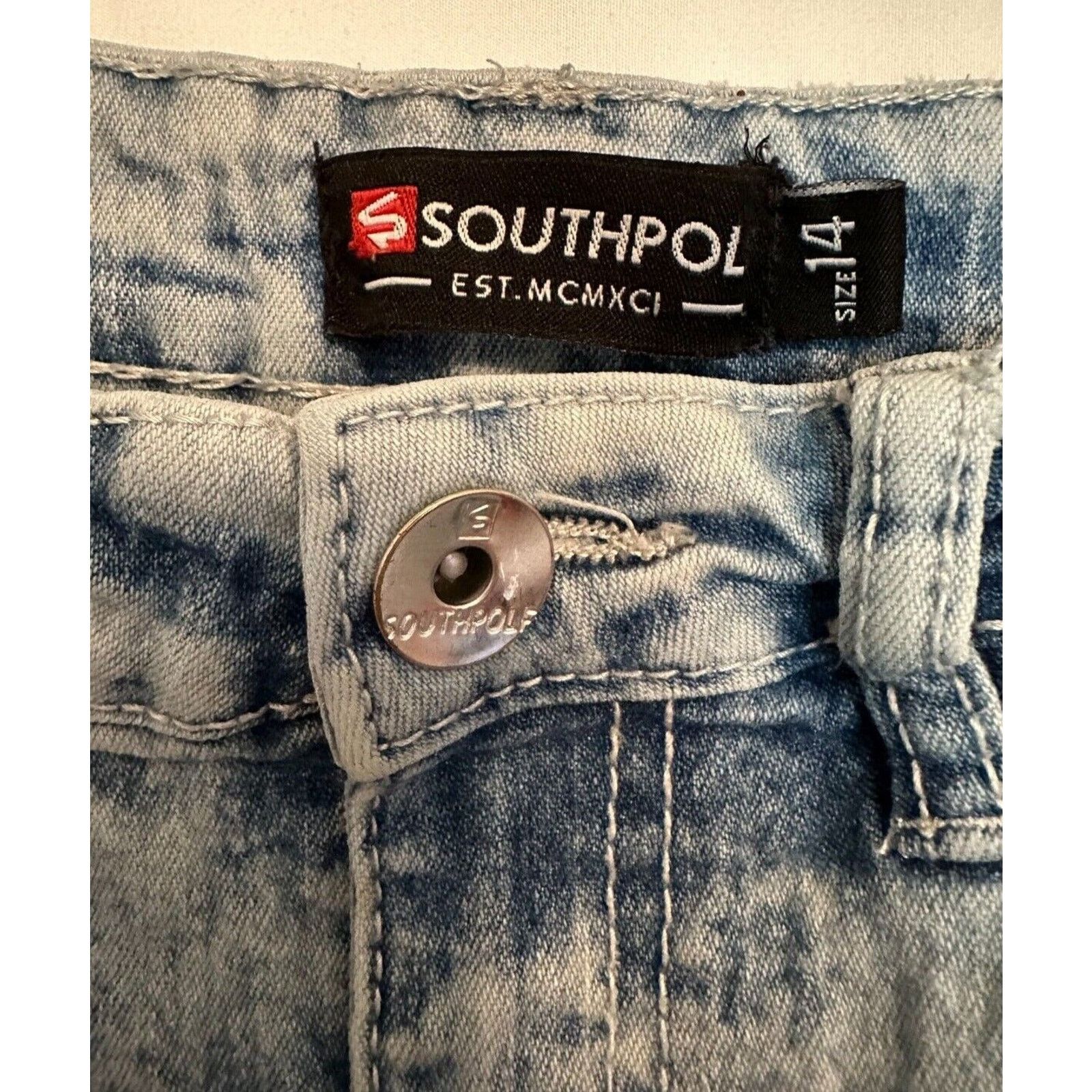 Southpole SOUTHPOLE Blue Sz14 Denim Jeans Distressed Streetwear Grunge Size 36" / US 14 / IT 50 - 4 Thumbnail