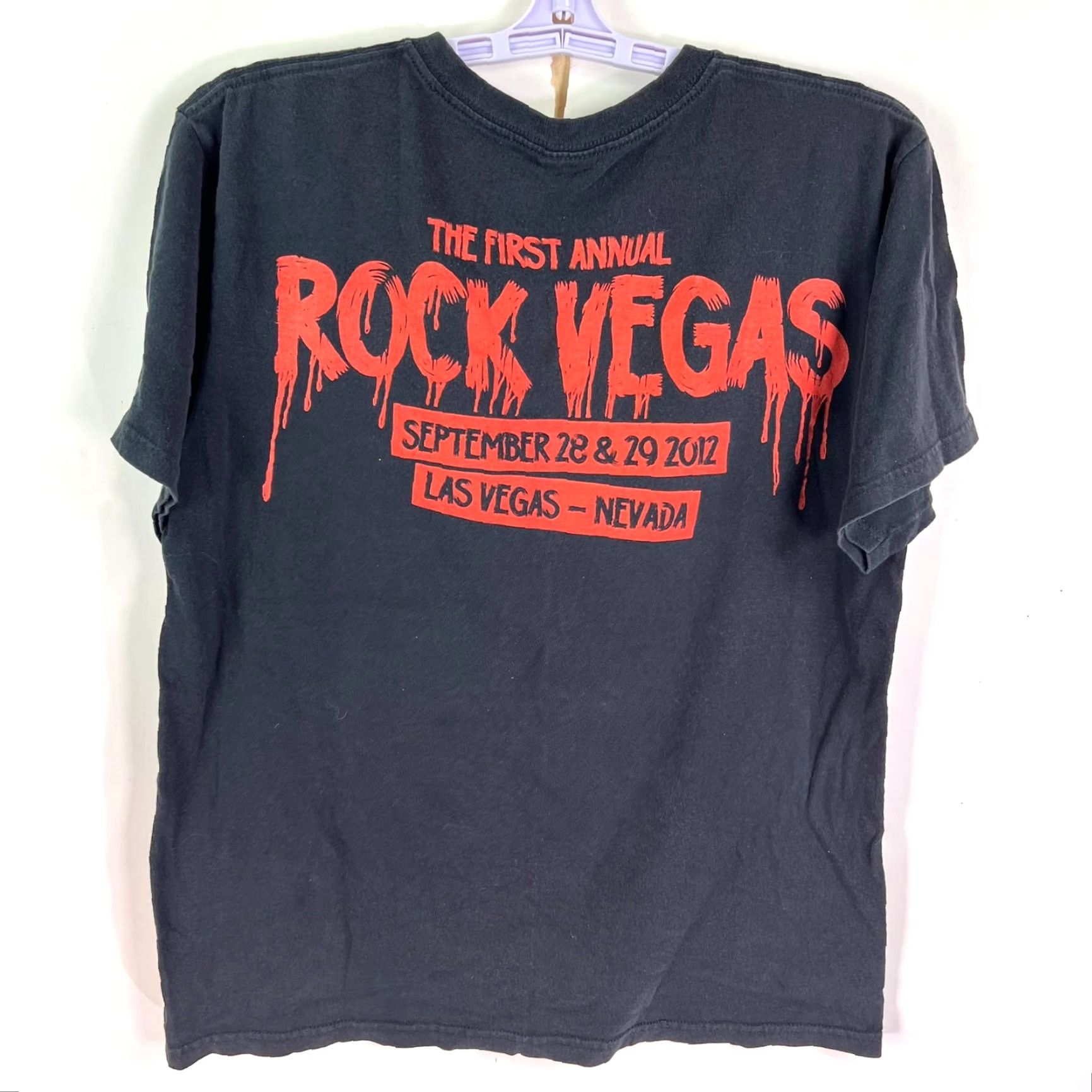 Anvil VINTAGE Rock Vegas 1st Annual 2012 Graphic T Shirt Adult M Black Anvil Logo Short Sleeve Crew Neck Rock Theme Mens Size US M / EU 48-50 / 2 - 5 Thumbnail