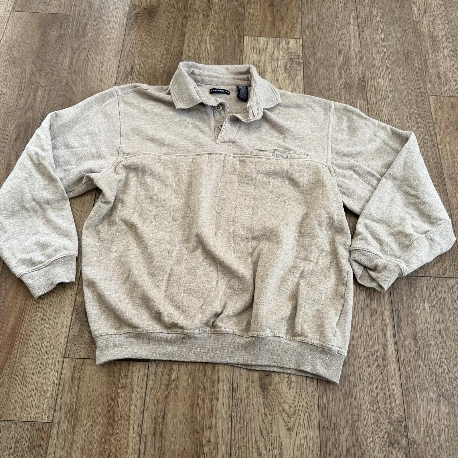 Knightsbridge Vintage Knightsbridge Beige Polo Sweater 90s Y2K Preppy Size US M / EU 48-50 / 2 - 1 Thumbnail