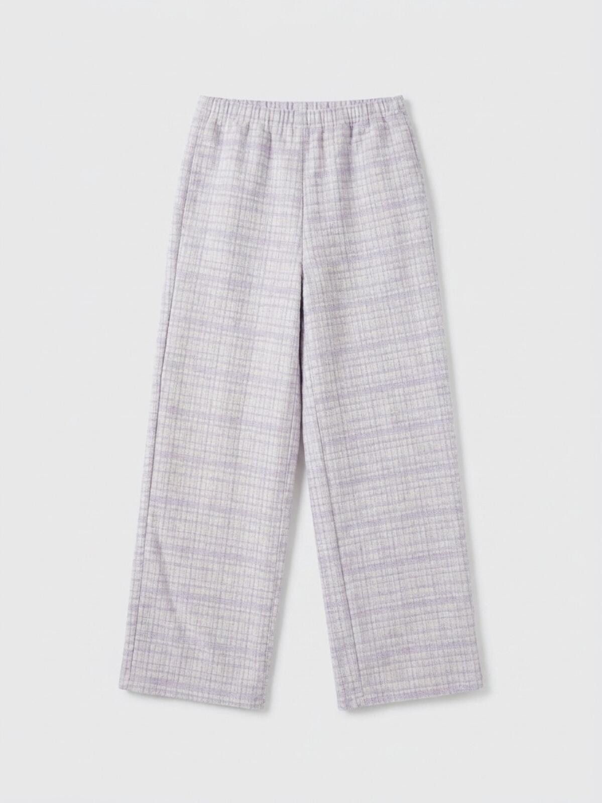 Other Light Lavender Plaid Wide Leg Pants Size 36" / US 14 / IT 50 - 1 Thumbnail