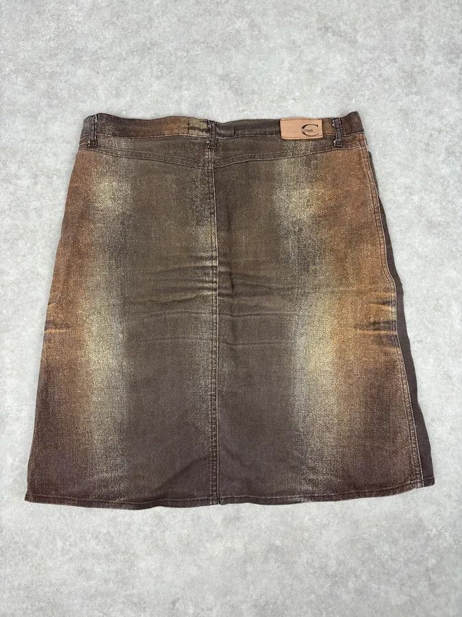 Just Cavalli SS2004 Cavalli Brown Denim Metallic Skirt Size 31" - 6 Thumbnail