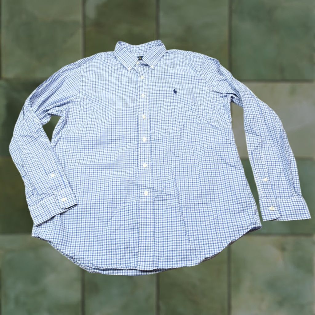 Ralph Lauren Ralph Lauren Shirt Mens Large Blue Plaid Long Sleeve Button-Down Cotton Size US L / EU 52-54 / 3 - 1 Thumbnail