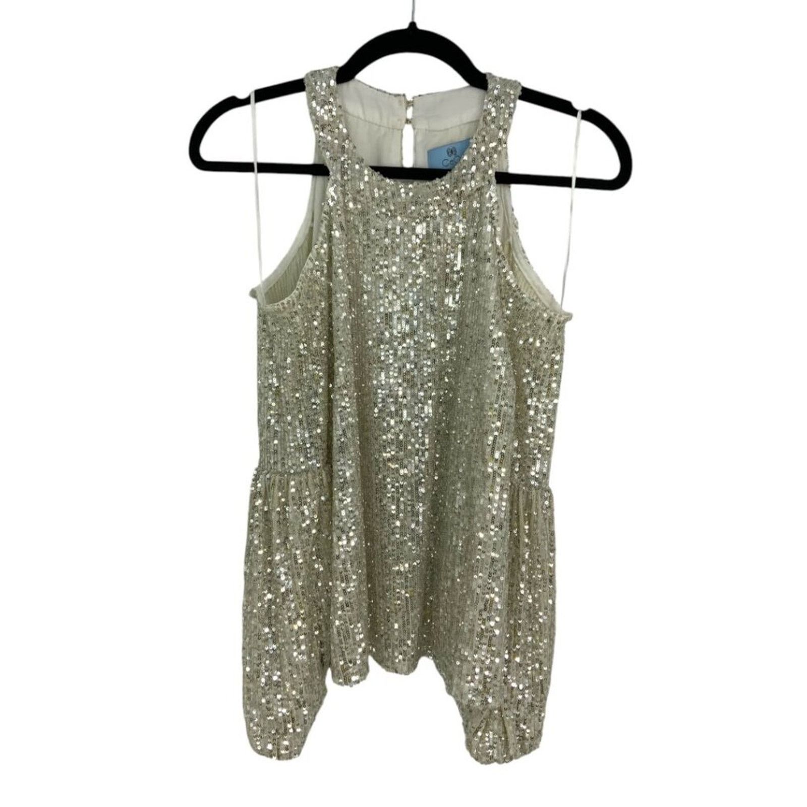 Other CeCe Cold Shoulder Sequined Blouse Silver XS NWOT $89 MSRP Size XS / US 0-2 / IT 36-38 - 3 Thumbnail