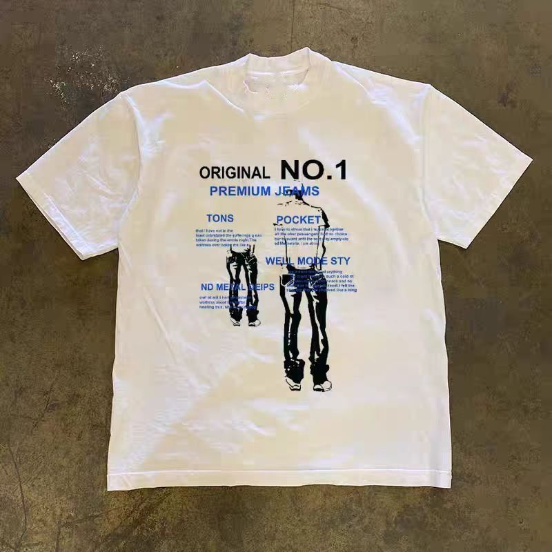 Vintage White retro street trend boy printed t-shirt Size US M / EU 48-50 / 2 - 1 Thumbnail
