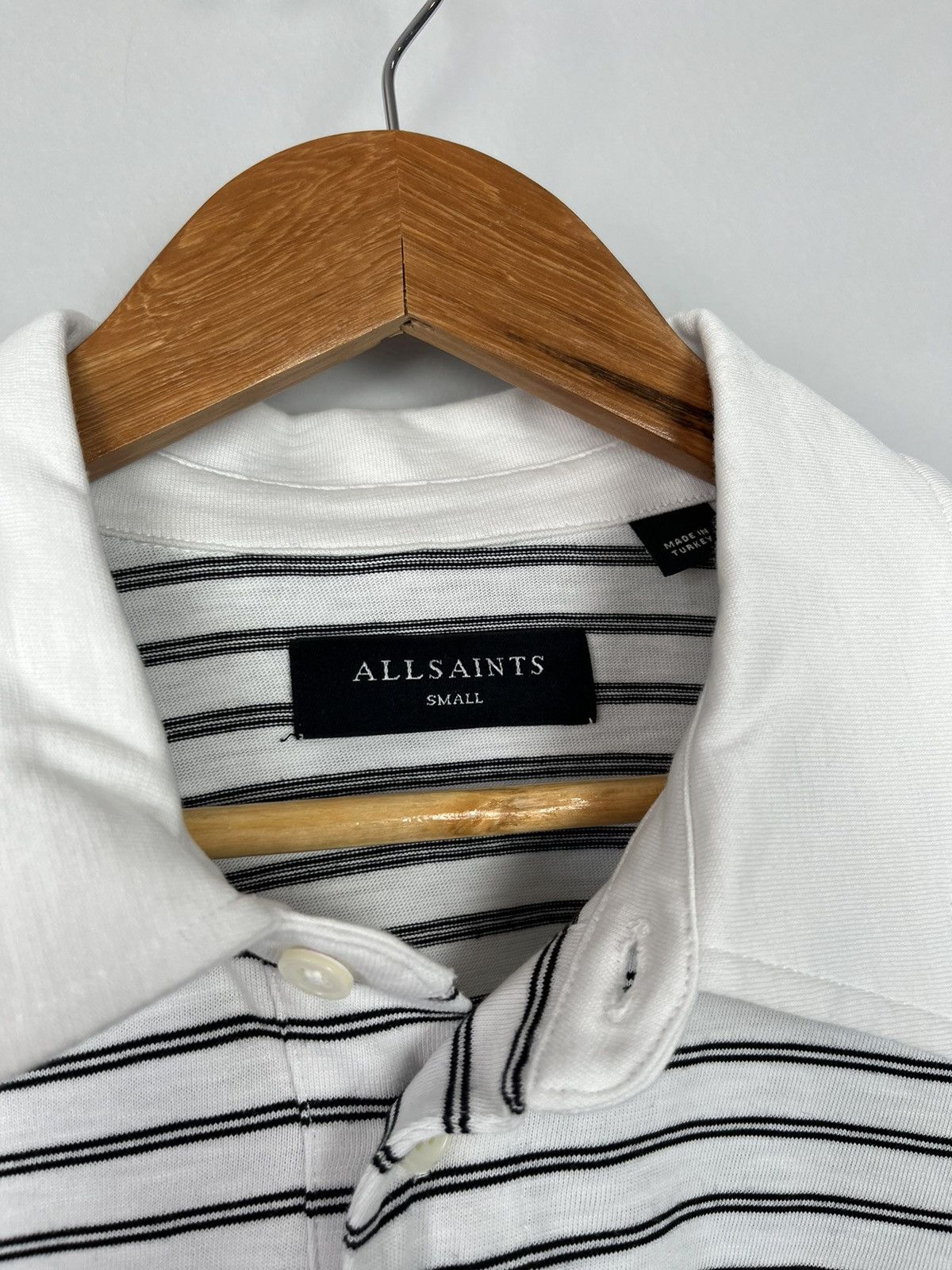 Allsaints AllSaints Ave Short Sleeve Polo Shirt in White Stripe Size US S / EU 44-46 / 1 - 9 Thumbnail