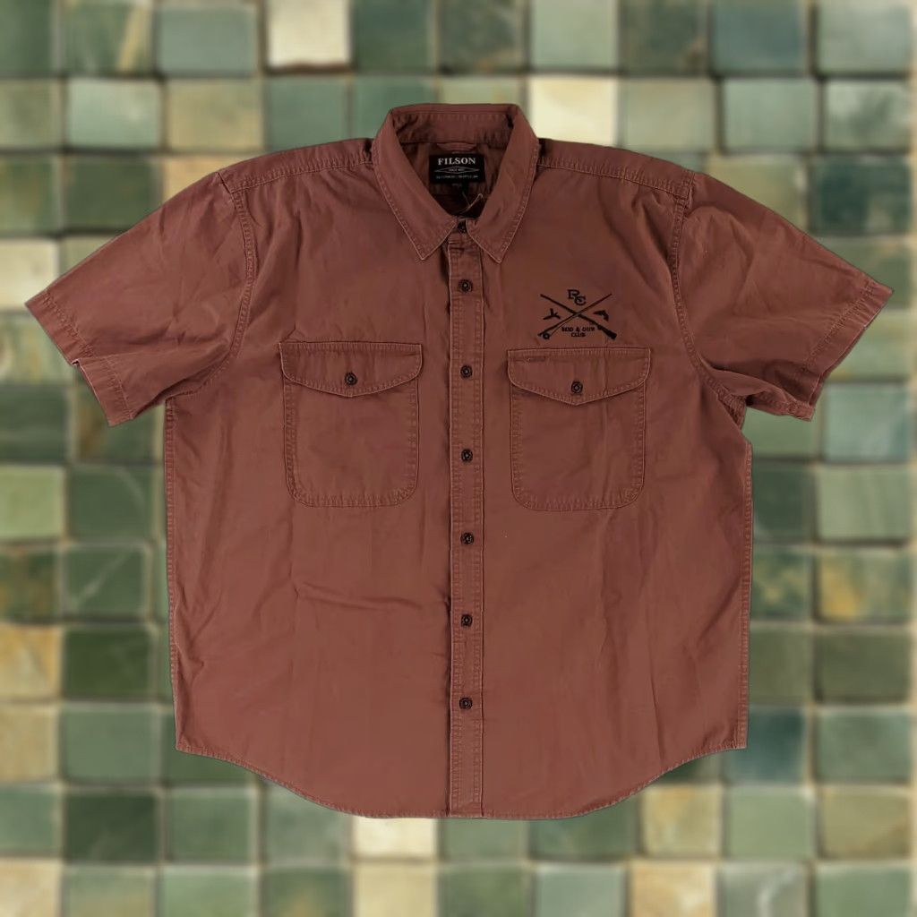 Filson Filson Shirt Field Button Up Short Sleeve Rod & Gun Club Red Clay XL Mens NWT Size US XL / EU 56 / 4 - 1 Thumbnail