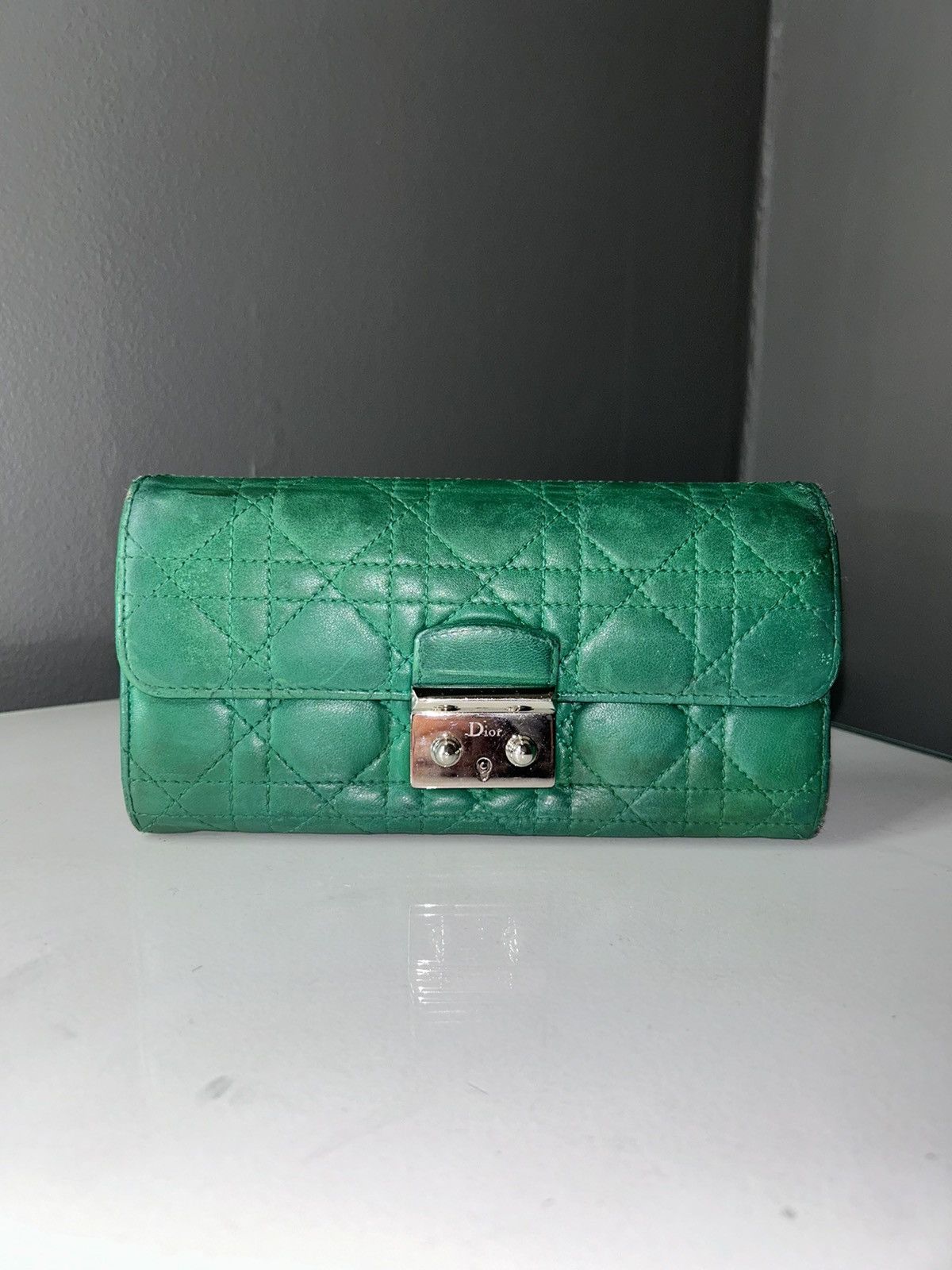Dior Christian Dior Miss Dior Green Quilted Leather Wallet Size ONE SIZE - 1 Thumbnail