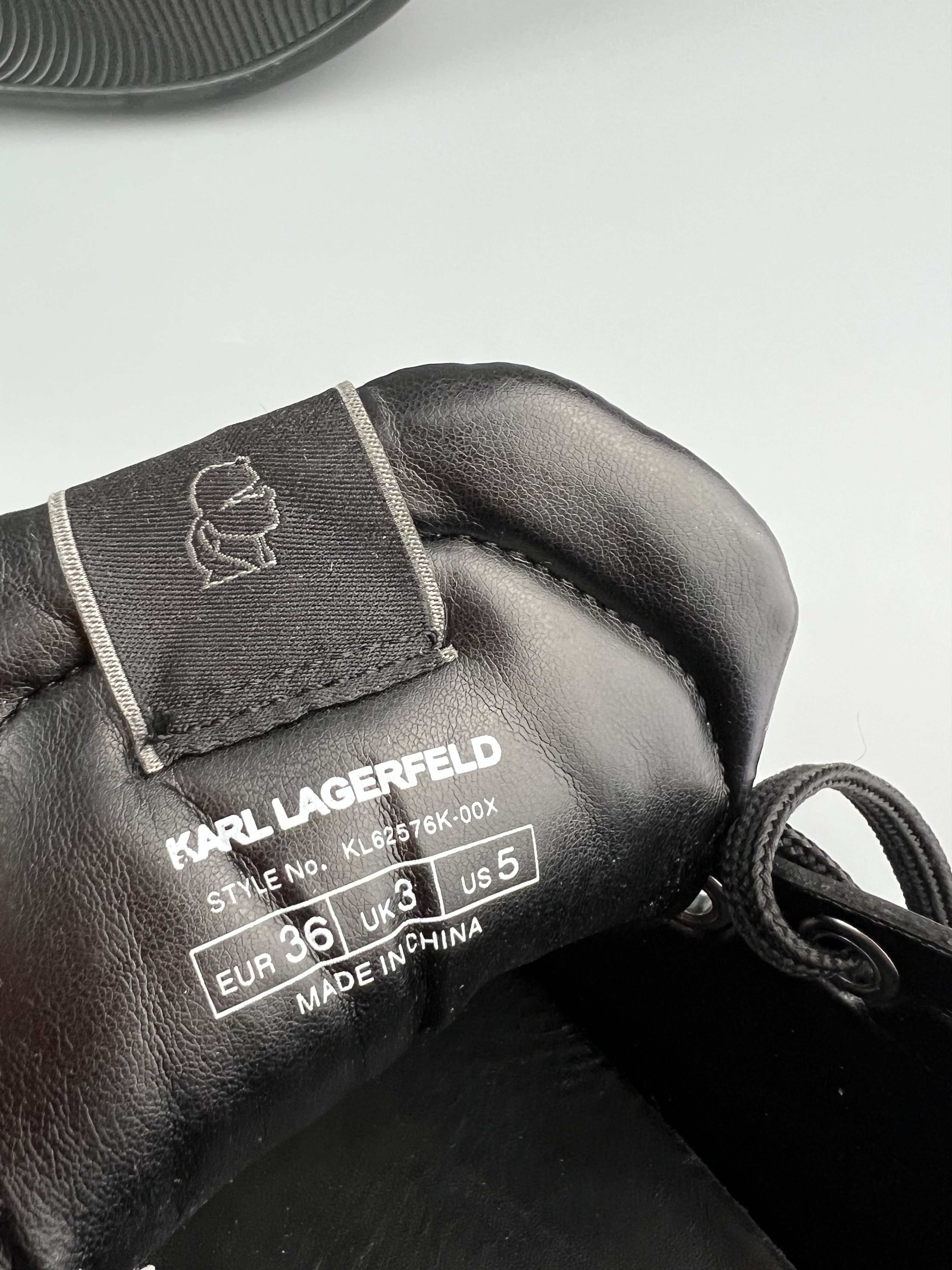 Karl Lagerfeld Karl Lagerfeld Women's Black Leather Sneakers Size US 5 / IT 35 - 8 Thumbnail