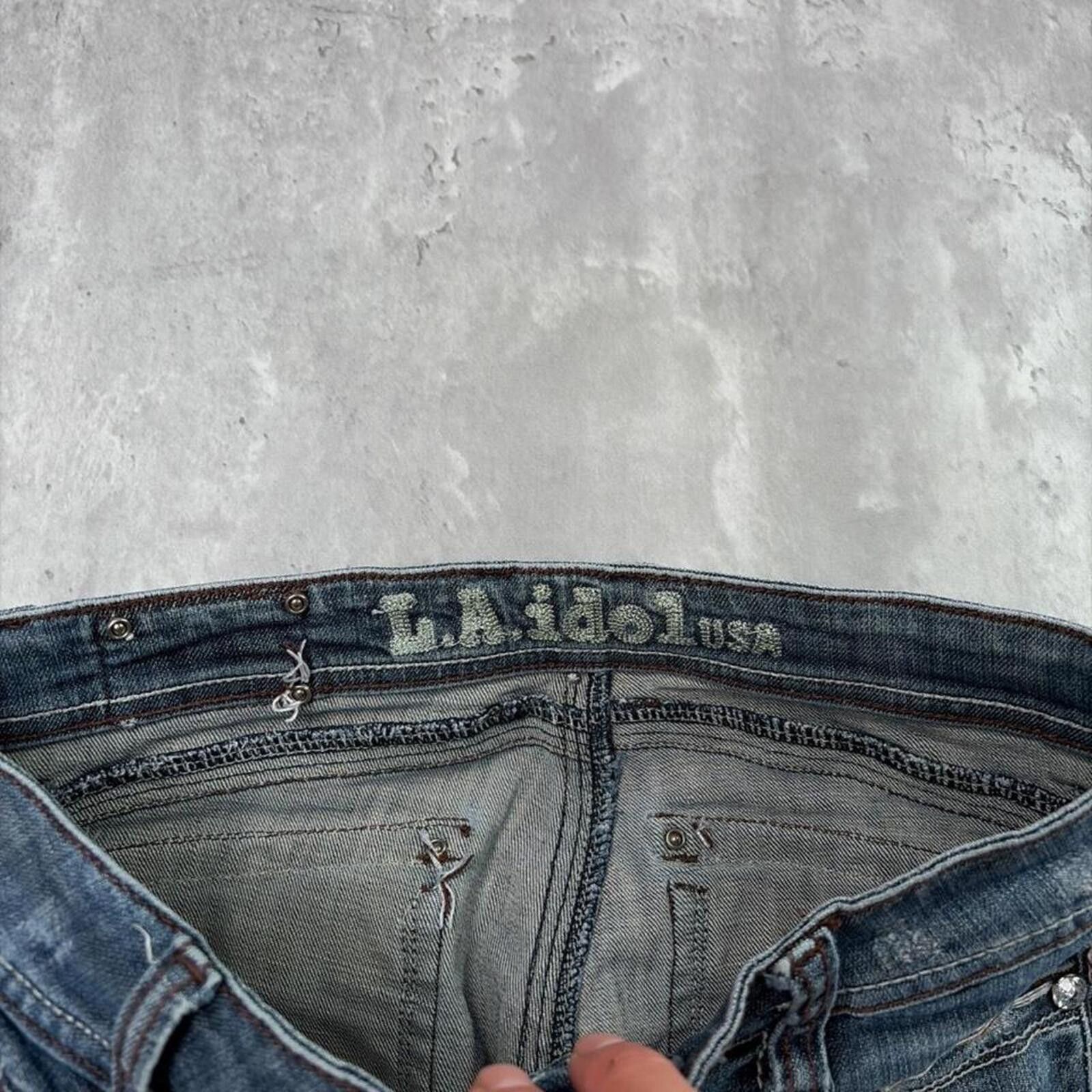 Other Y2K Dark Wash L.A. Idol USA Grunge Flared Gothic Denim Jeans Size 30" / US 8 / IT 44 - 5 Thumbnail