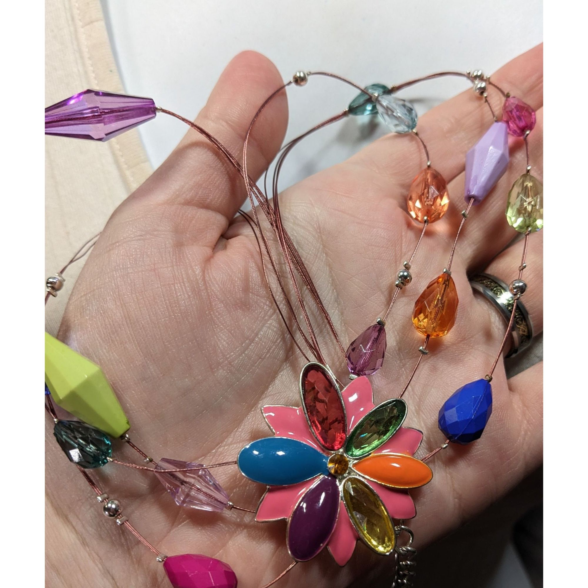 Other Rainbow Floral Enamel And Rhinestone Layered Beaded Necklace Size ONE SIZE - 3 Thumbnail