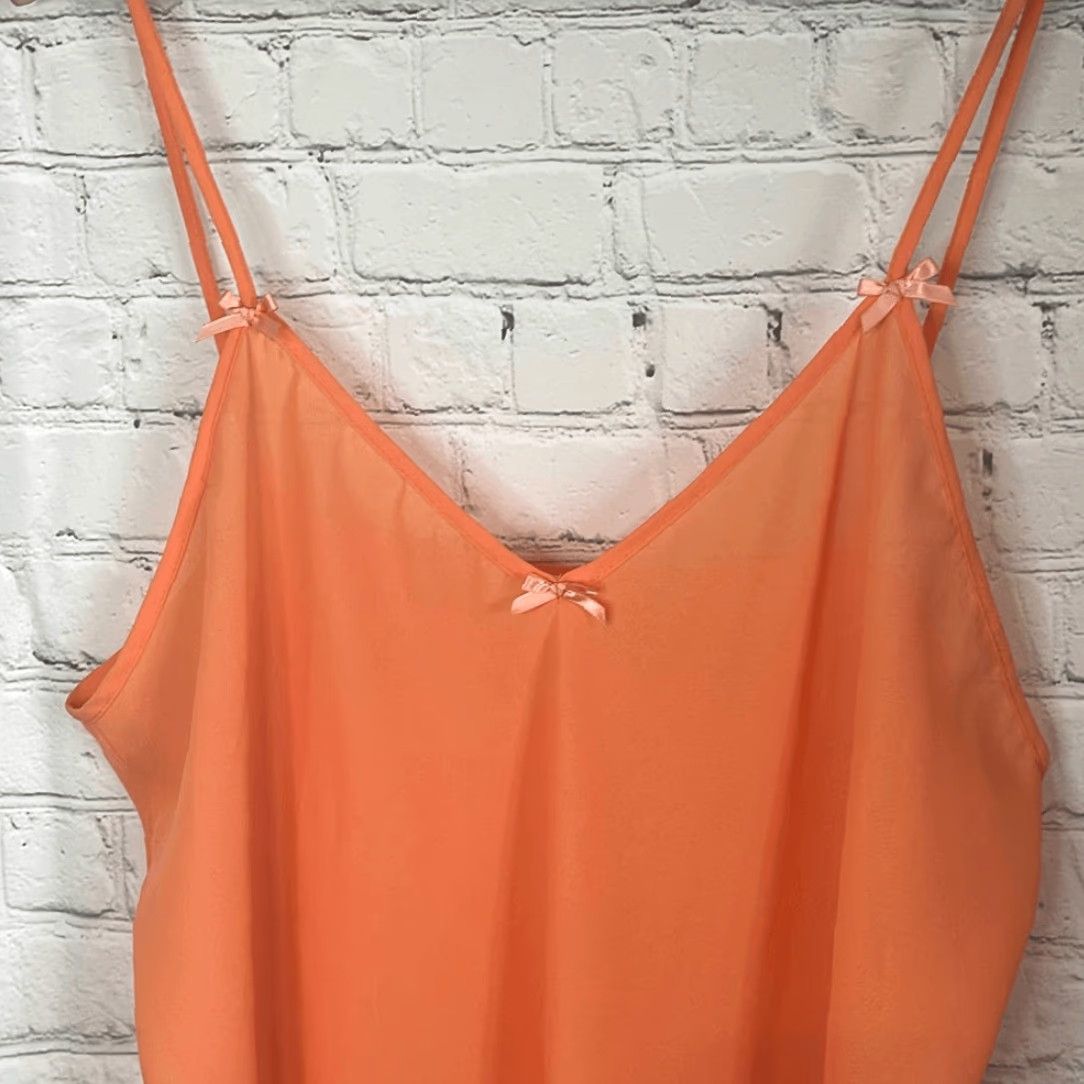 Vintage Ashley Stewart Women’s Orange Slip Dress Midi A-Line XL Orange Women Mens? Size XL / US 12-14 / IT 48-50 - 2 Thumbnail
