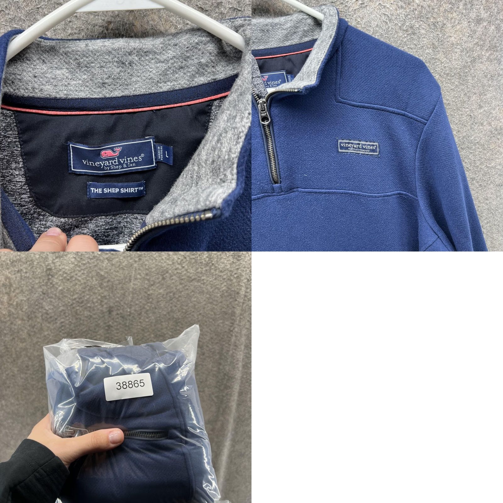 Vineyard Vines VINEYARD VINES Shep Shirt Sweatshirt Mens L Blue Quarter Zip Pullover Fleece Shirt Pullover with Pockets Linen/Logo? Size US L / EU 52-54 / 3 - 8 Thumbnail