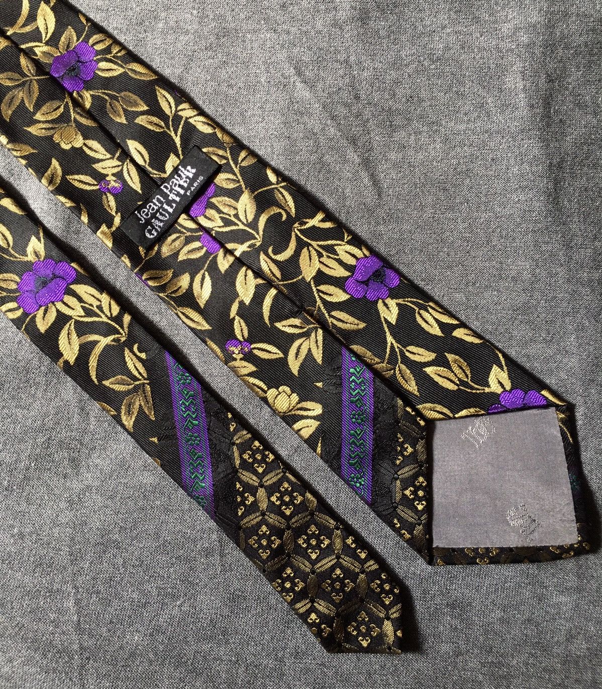 Jean Paul Gaultier Vintage Floral Design Silk Italy Mens Tie