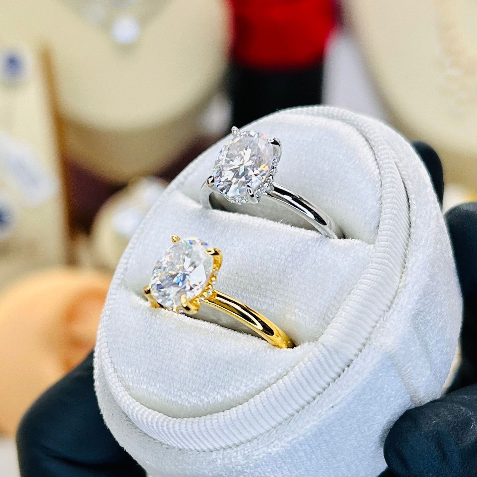 Other 2.12ctw Oval Moissanite Hidden Halo Solitaire Wedding Ring Size ONE SIZE - 3 Thumbnail