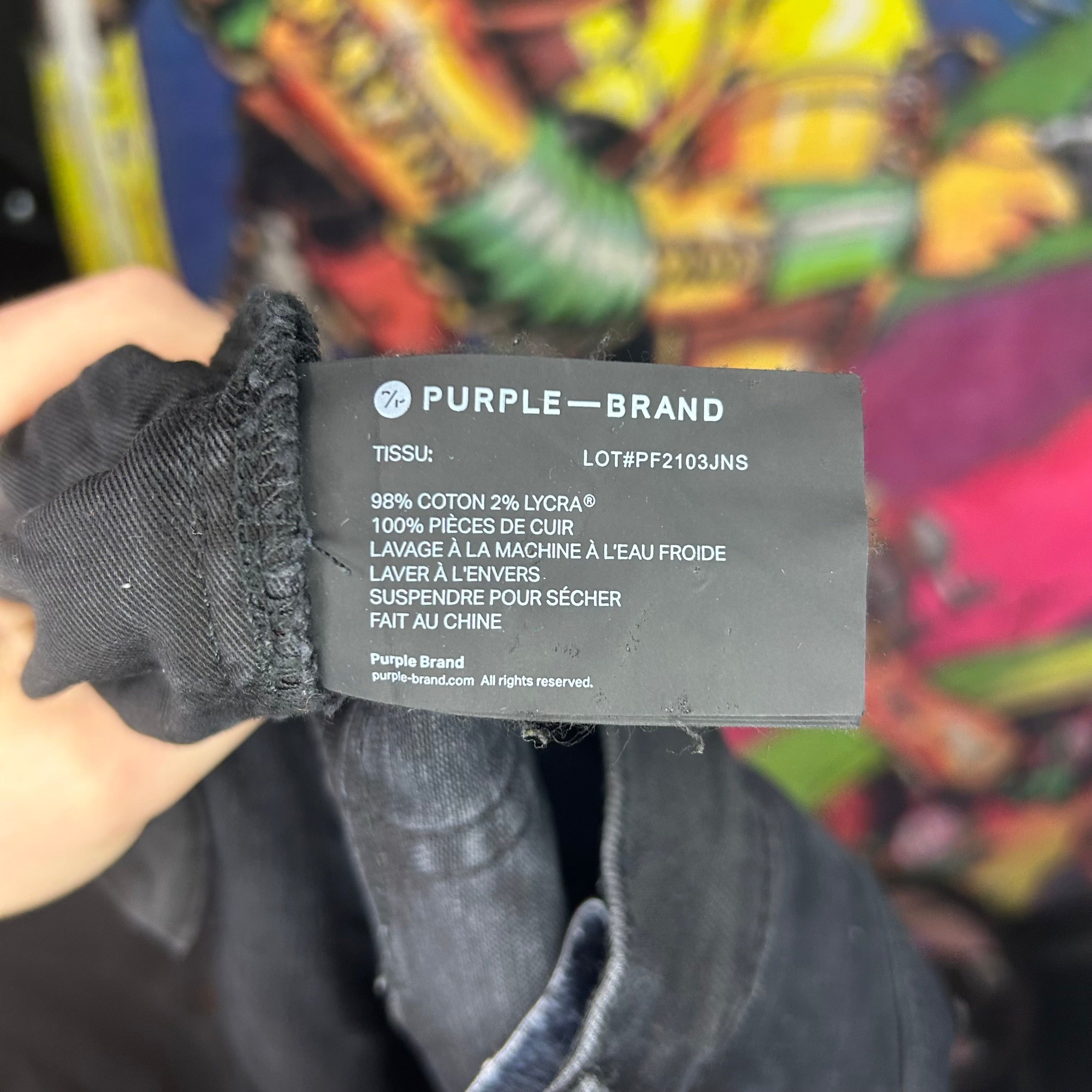 Purple Brand Purple Brand Ripped Skinny Jeans Black Size 33” Size US 33 - 4 Thumbnail