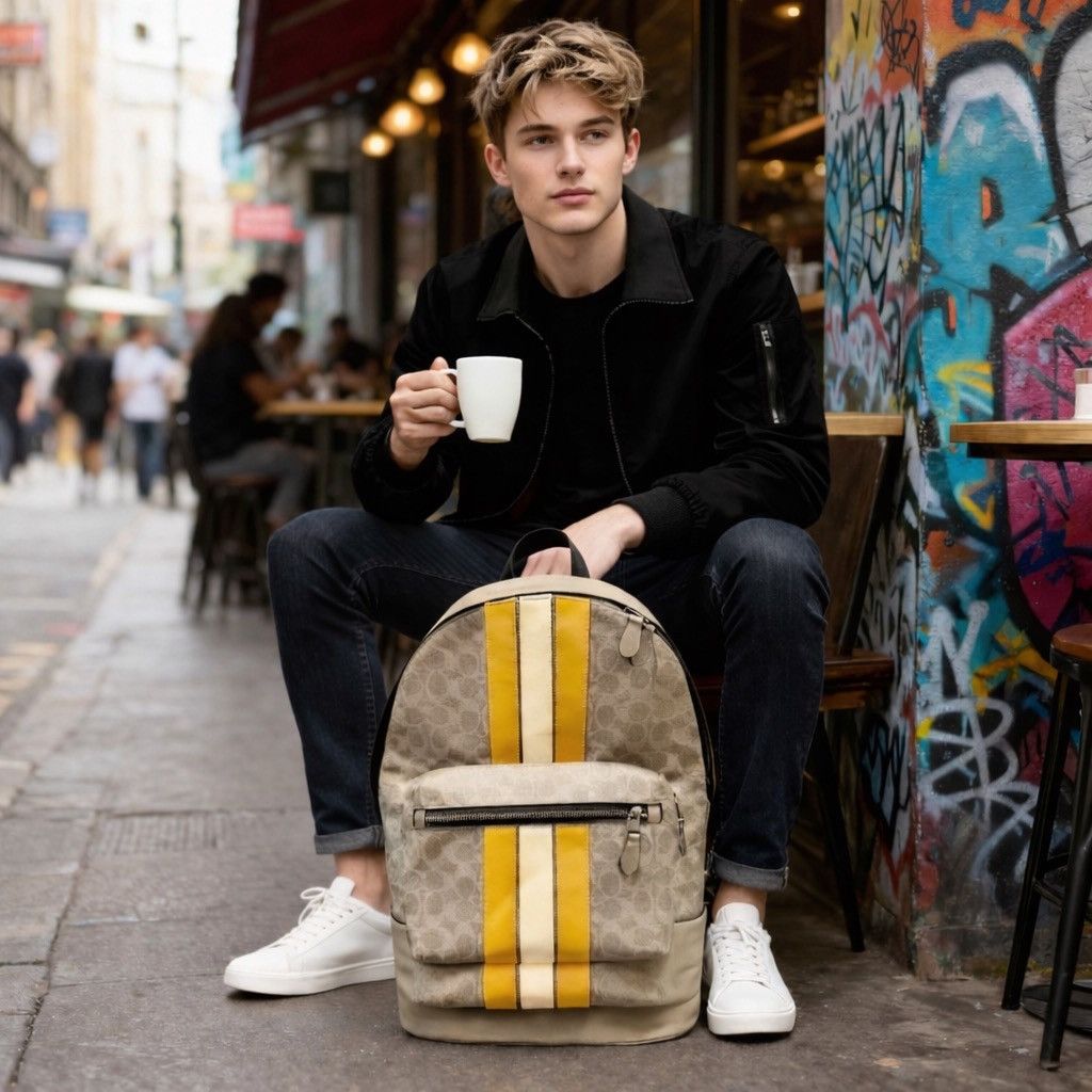 Coach Coach West Backpack in Signature Canvas with Varsity Stripe Size ONE SIZE - 1 Thumbnail