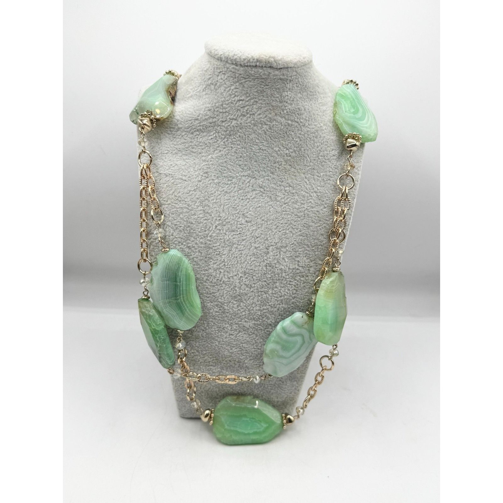 Other Vintage green stone geode crystal double strand necklace Size ONE SIZE - 7 Thumbnail