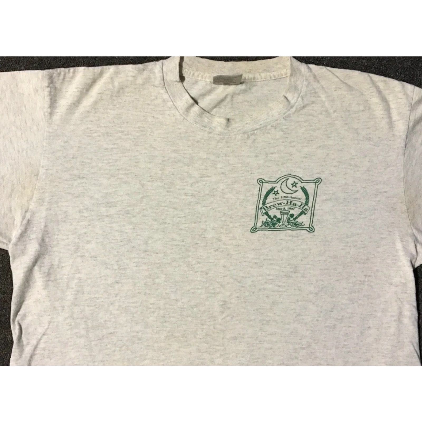 Vintage Vtg 90s Flagstaff Brew Ha Ha Faded Distress Beer Fest Shirt L Funny Grunge Biker Shirt Size US L / EU 52-54 / 3 - 7 Thumbnail