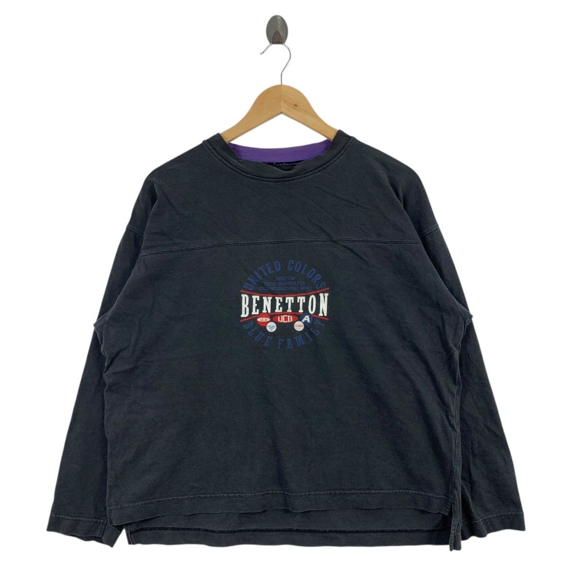 Benetton Vintage BENETTON BLUE FAMILY Italy Ucob Long Sleeve Tshirt Size US M / EU 48-50 / 2 - 1 Thumbnail