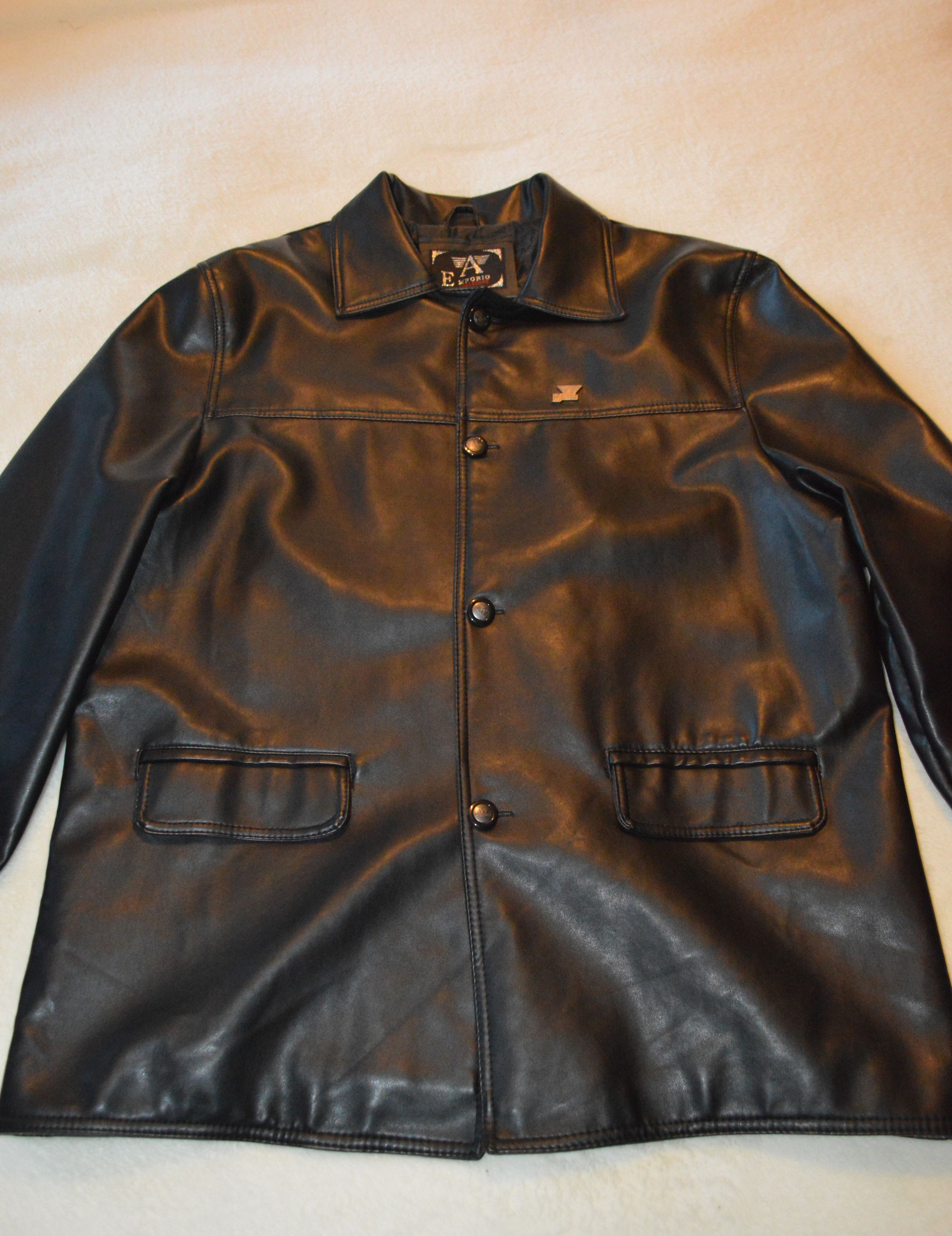 Emporio Armani Emporio Collezioni Leather Metal Patch Jacket with Buttons Size US L / EU 52-54 / 3 - 6 Thumbnail