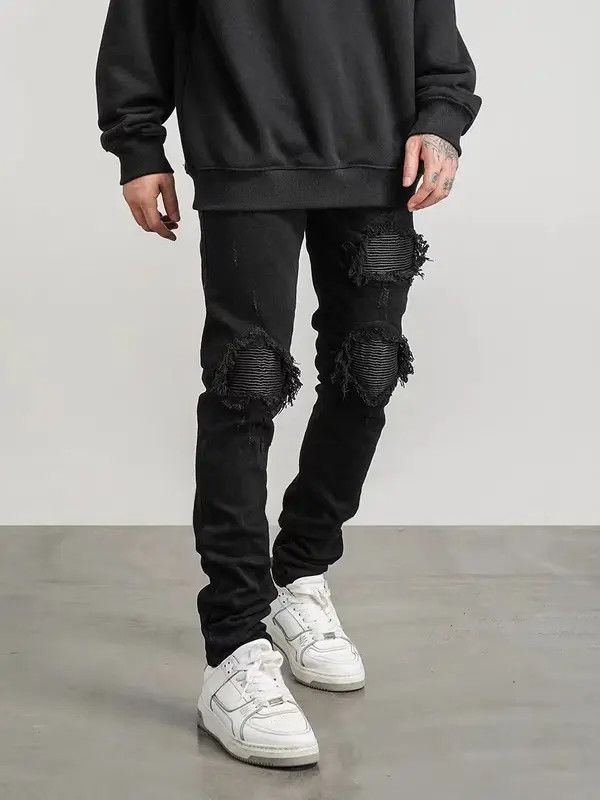 Japanese Brand VIBE High street motorcycle patchwork ripped patch jeans Size US 32 / EU 48 - 5 Thumbnail