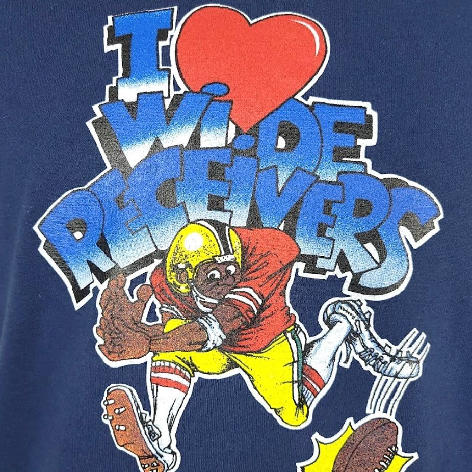Vintage VINTAGE Screen Stars I Love Wide Receivers T Shirt Mens Size S 80s 90s Football Las Vegas USA Blue Cotton Blend Short Sleeve Crew Neck Sports Size US S / EU 44-46 / 1 - 3 Thumbnail