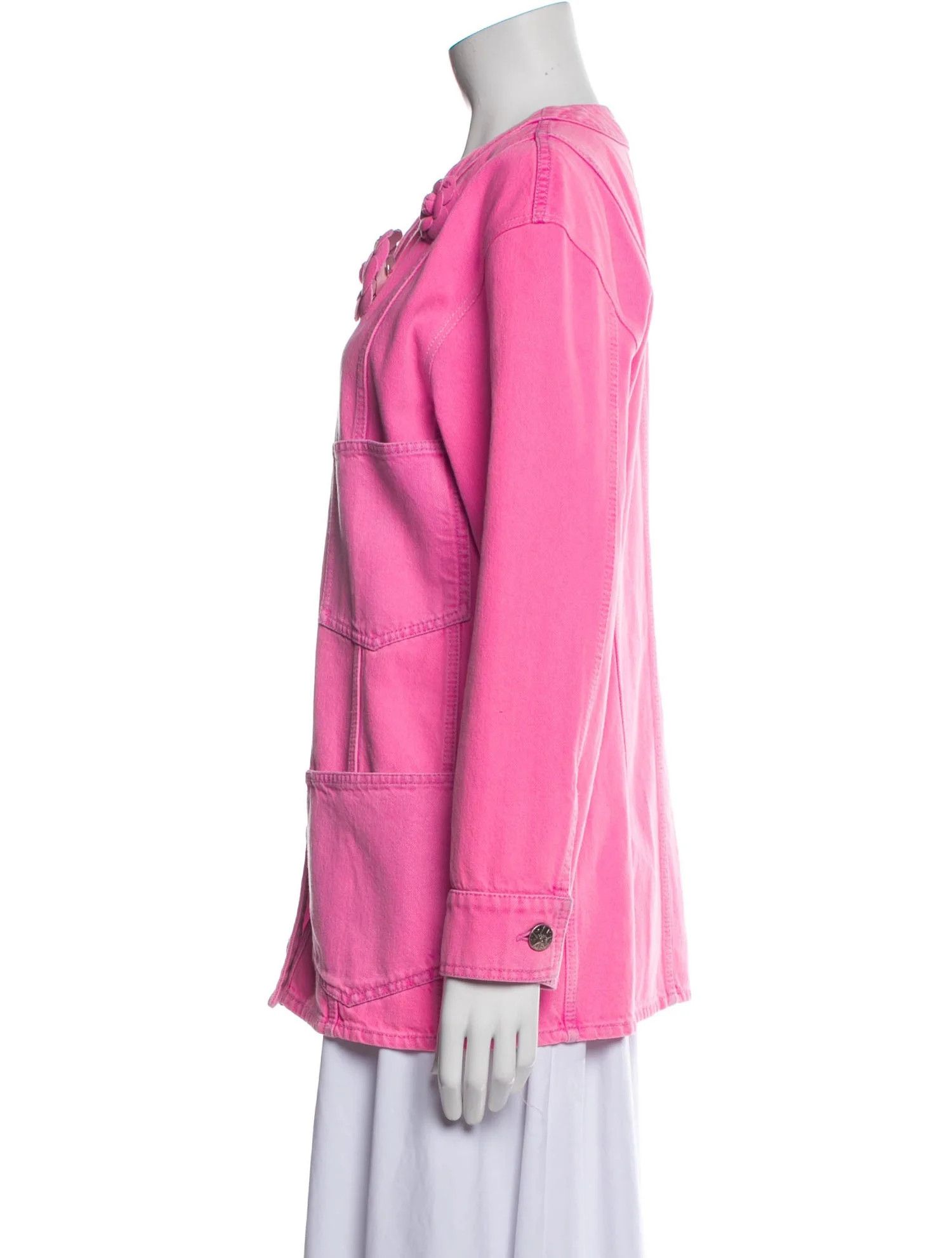 Chanel Chanel SS 2021 Runway CC Pink Camelia Denim Jacket 34 Size XS / US 0-2 / IT 36-38 - 7 Thumbnail