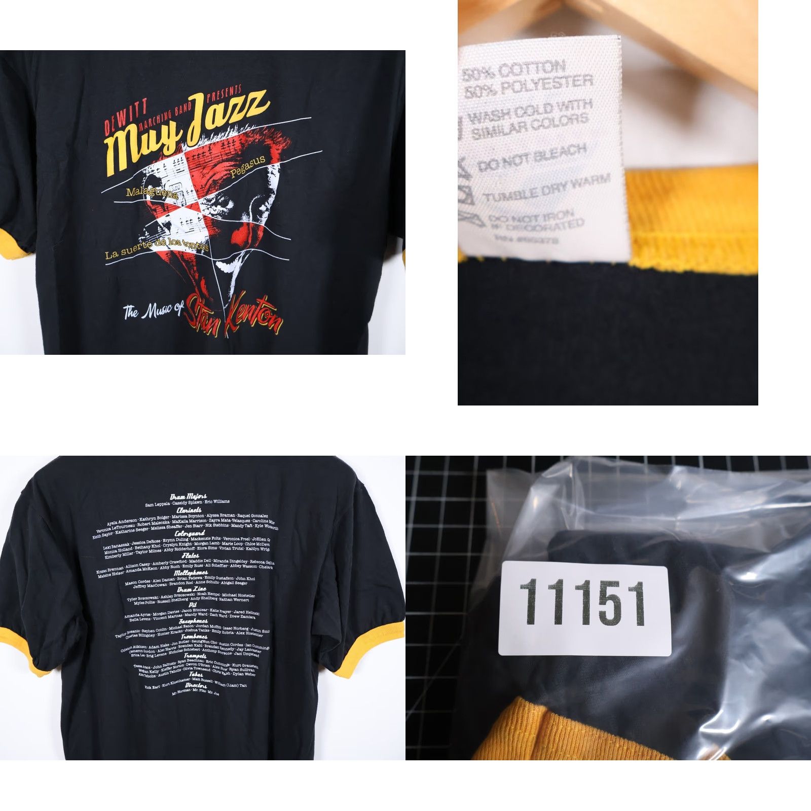 Augusta Sportswear Stan Kenton Music Ringer T-Shirt Men's Large Black Double Sided Jazz Band Size US L / EU 52-54 / 3 - 8 Thumbnail