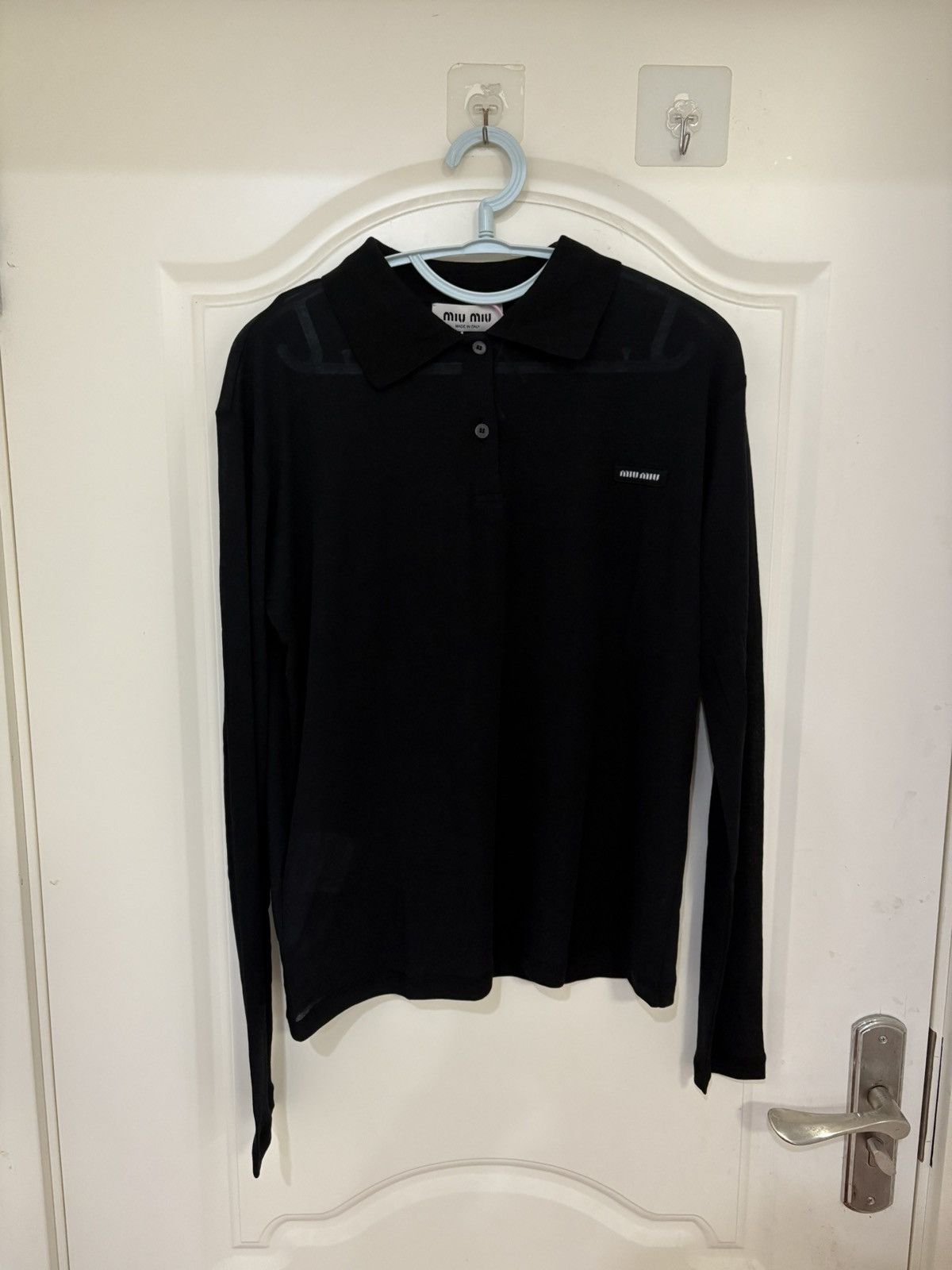 Miu Miu SS25 Polo Logo Tulle Long-Sleeve Shirt Size S / US 4 / IT 40 - 1 Thumbnail