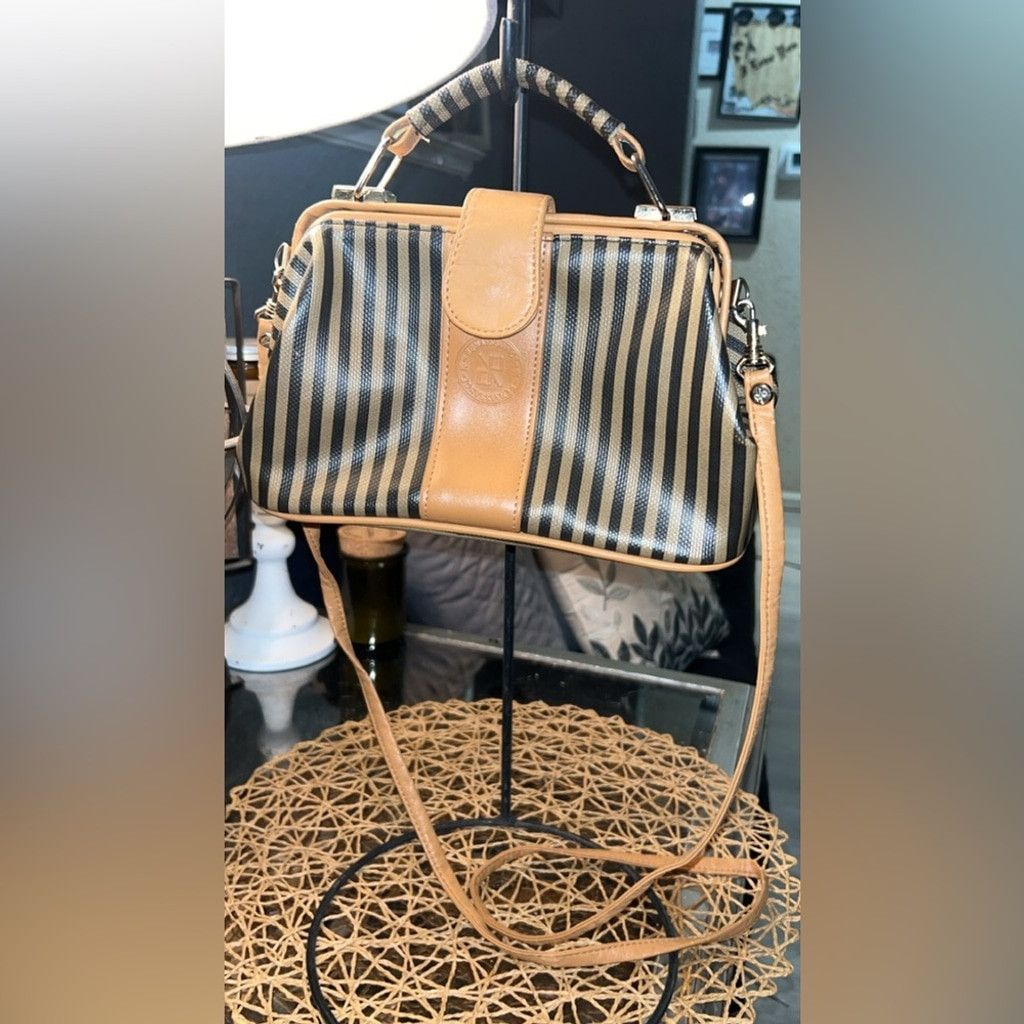 Other Renaissance striped purse w leather accents double closure Size ONE SIZE - 3 Thumbnail