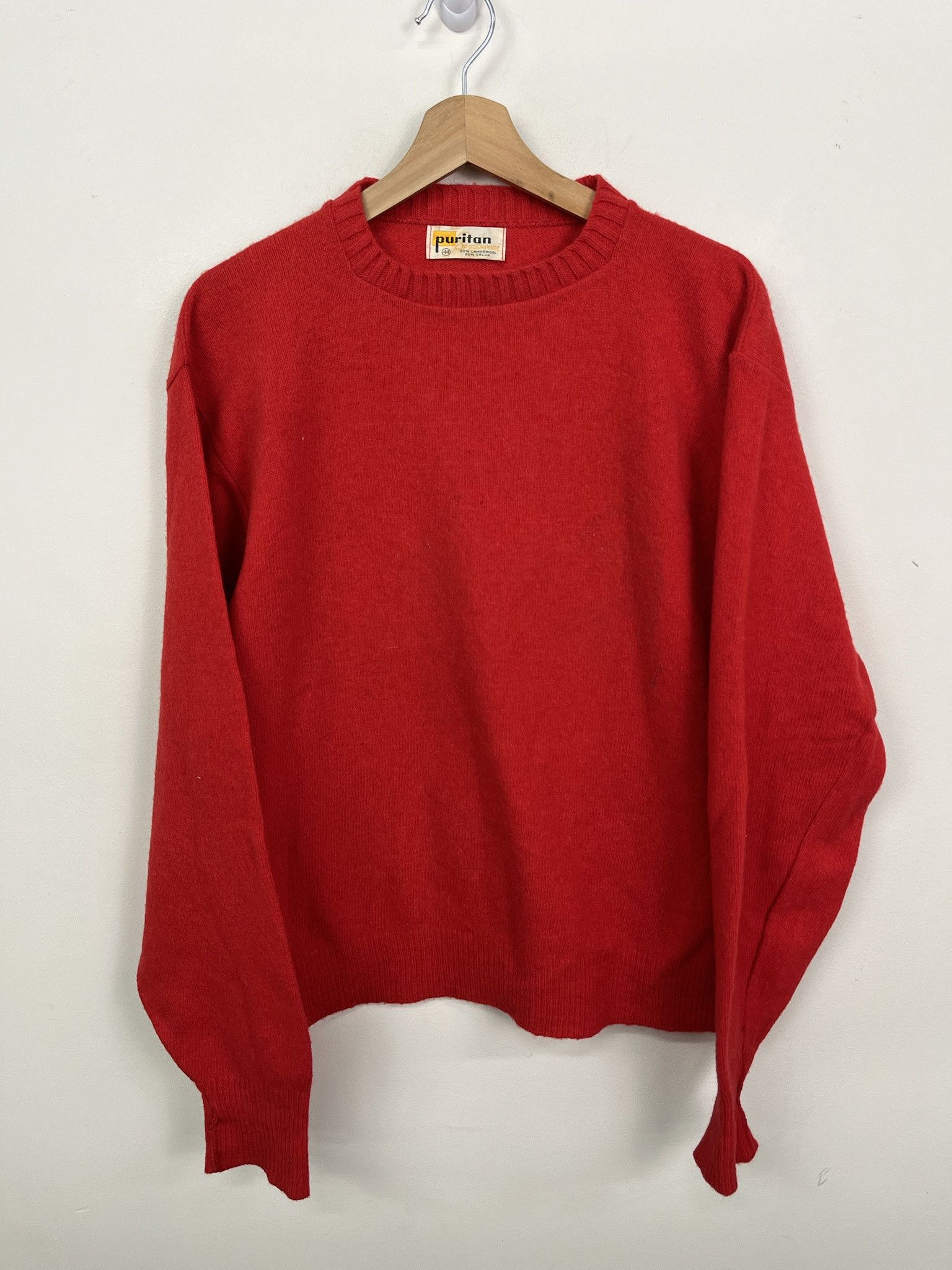 Vintage Vintage 1980s Knit Sweater Puritan Red Solid Knit Wool Sweater Size M (44) Size US M / EU 48-50 / 2 - 1 Thumbnail