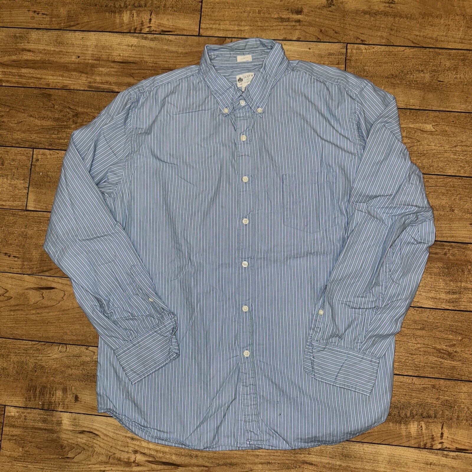 J.Crew J.Crew Tailored Fit Washed Casual Long Sleeve Shirt Blue XL Size US XL / EU 56 / 4 - 1 Thumbnail