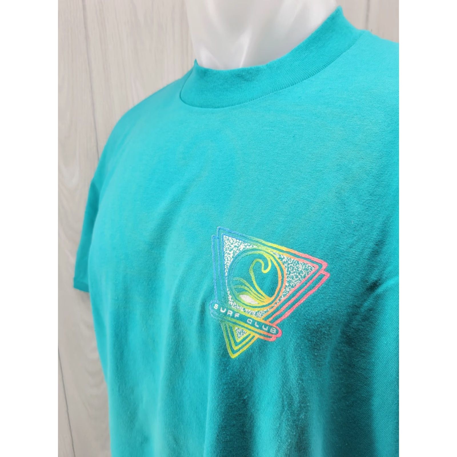 Vintage VINTAGE 1988 St. Thomas Surf Club Shirt XL Green 80s Surfwear Men T-Shirt Single Stitch Mens Size US XL / EU 56 / 4 - 4 Thumbnail