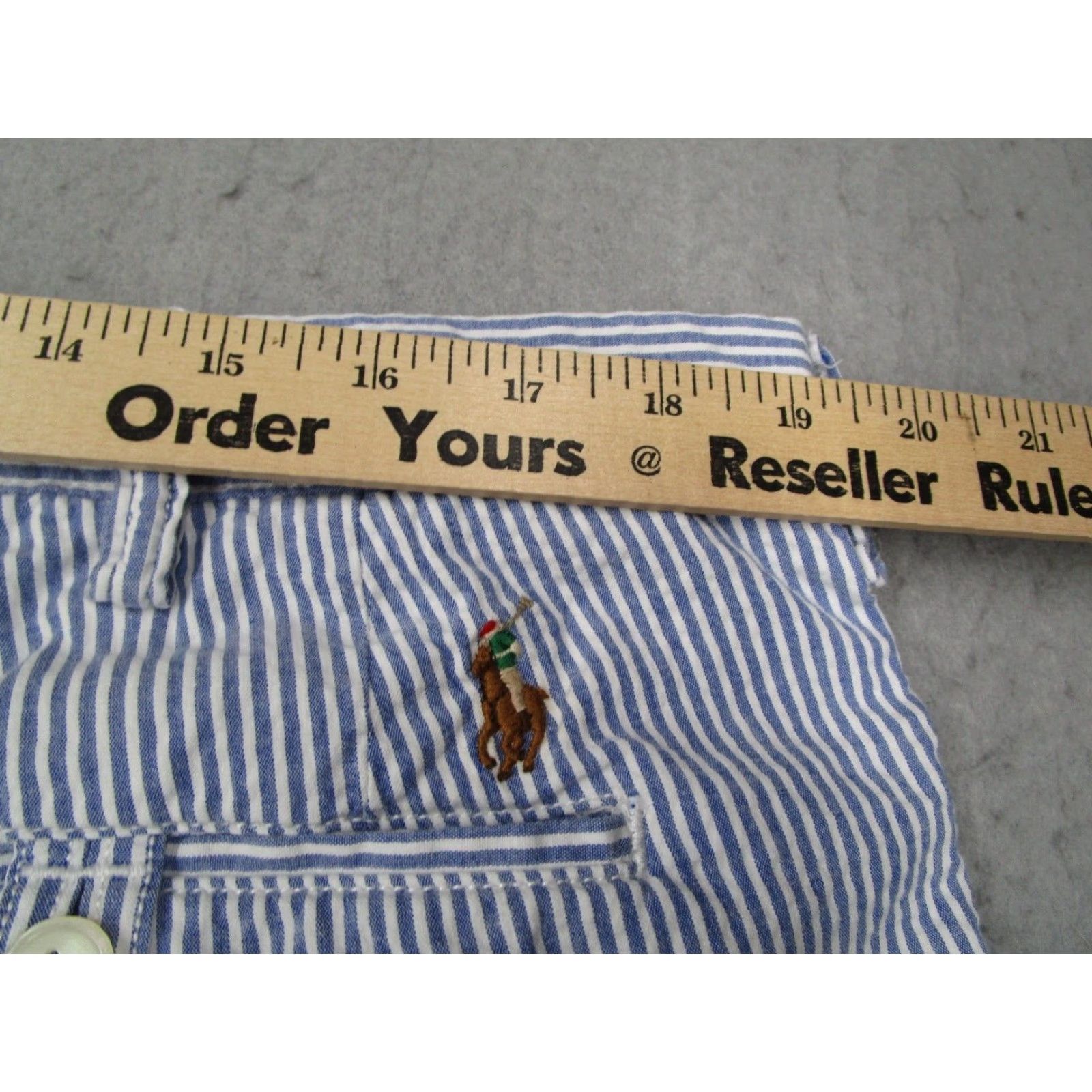 Polo Ralph Lauren VINTAGE Polo Ralph Lauren Shorts Mens 38 Blue Seersucker Stretch Classic Fit Pony Size US M / EU 48-50 / 2 - 7 Thumbnail