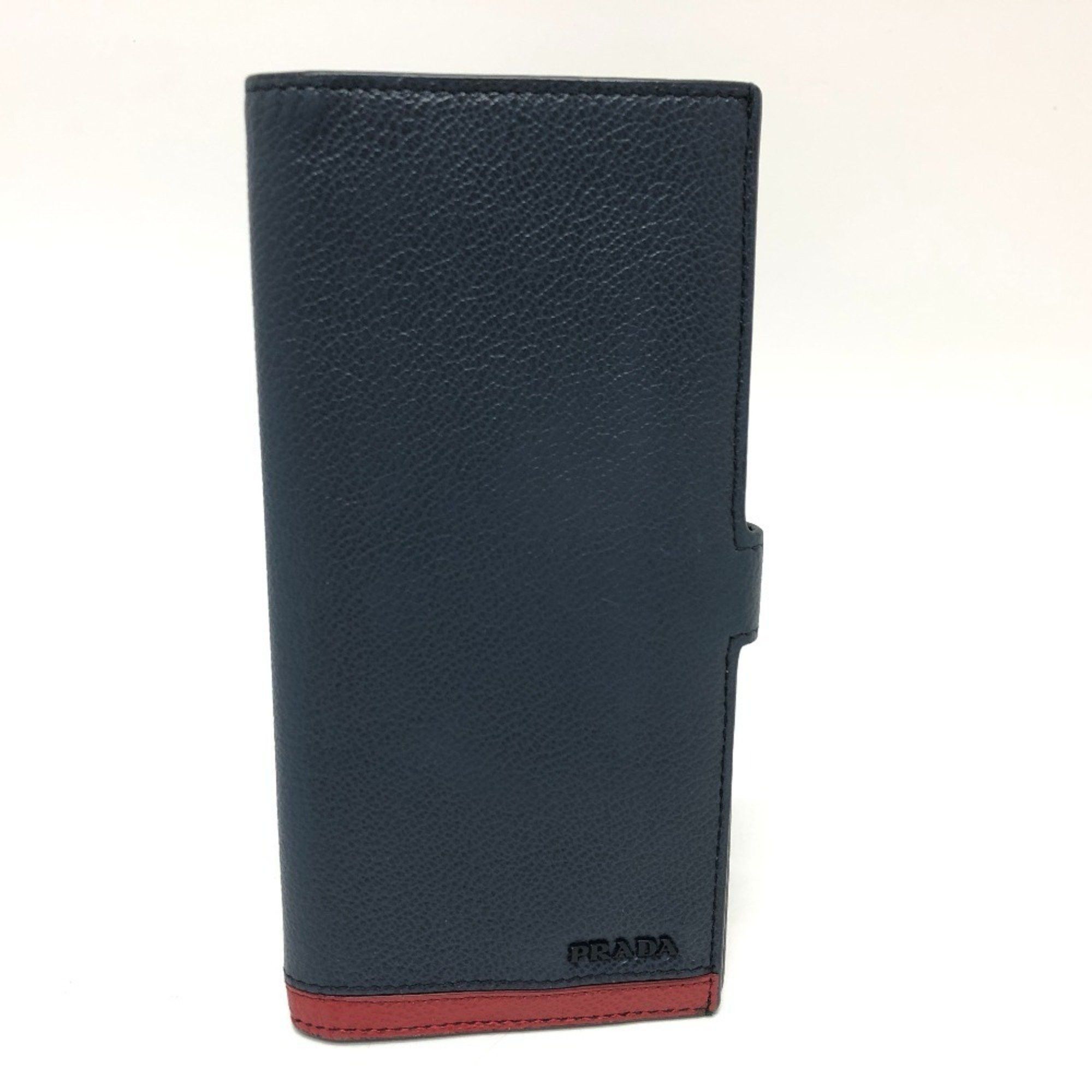 Prada PRADA 2MV015 Vitello Micro Grey Bi-fold Long Wallet Leather Women's Blue Size ONE SIZE - 1 Thumbnail