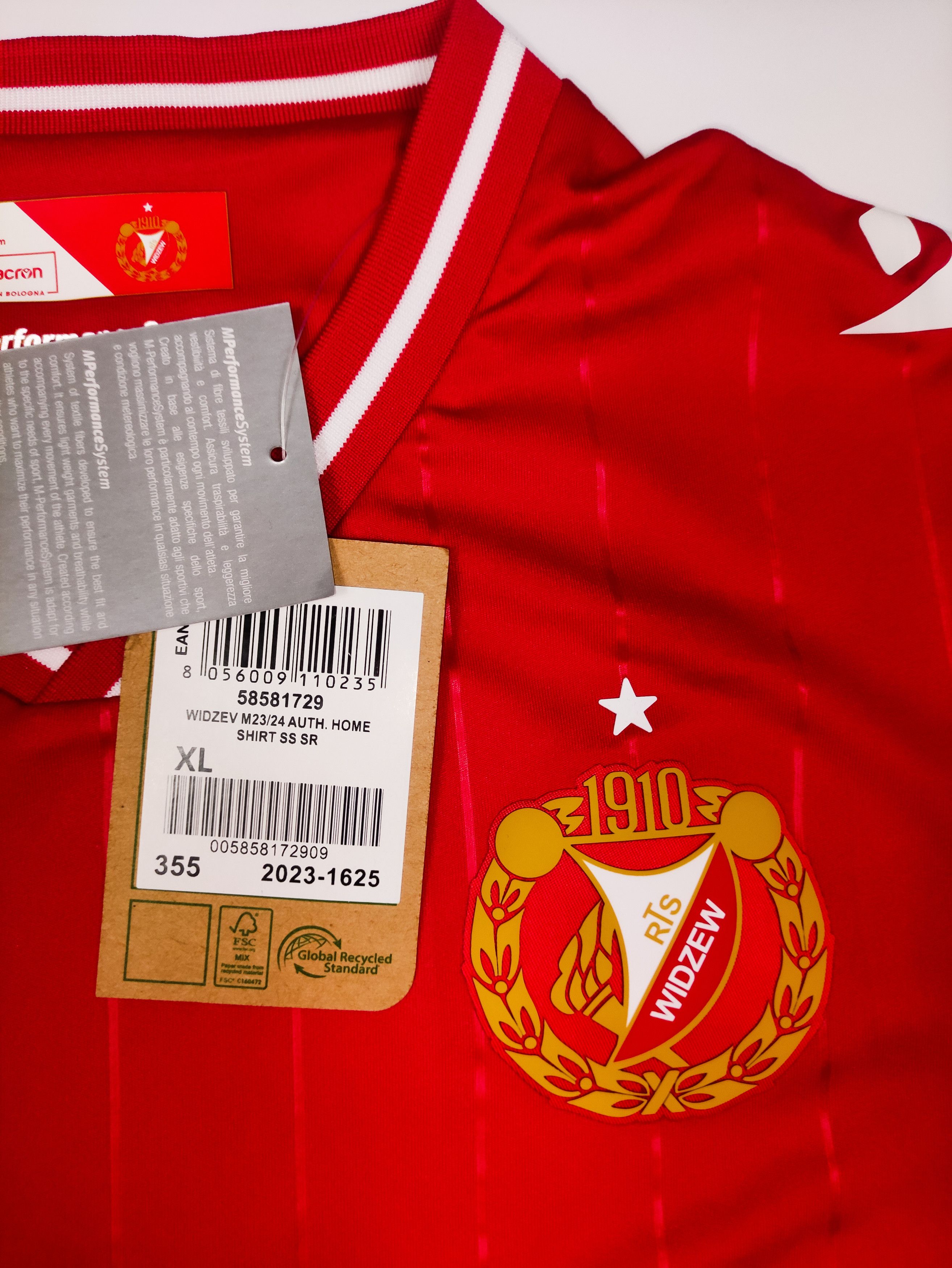 Macron BNWT RTS Widzew Łódź 2023 2024 Macron Home Shirt Kit Jersey Size US XL / EU 56 / 4 - 4 Thumbnail