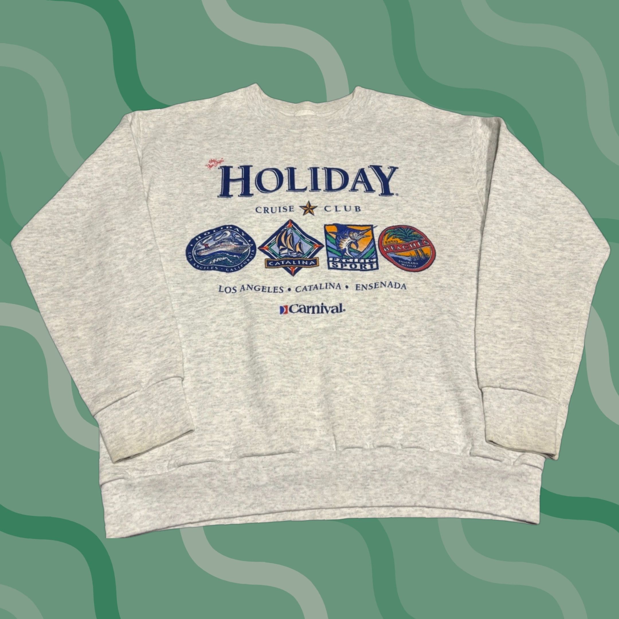 Vintage VINTAGE Carnival Sweatshirt Mens M Gray Crewneck Pullover Graphic Ship Cruise P4 Size US M / EU 48-50 / 2 - 1 Thumbnail