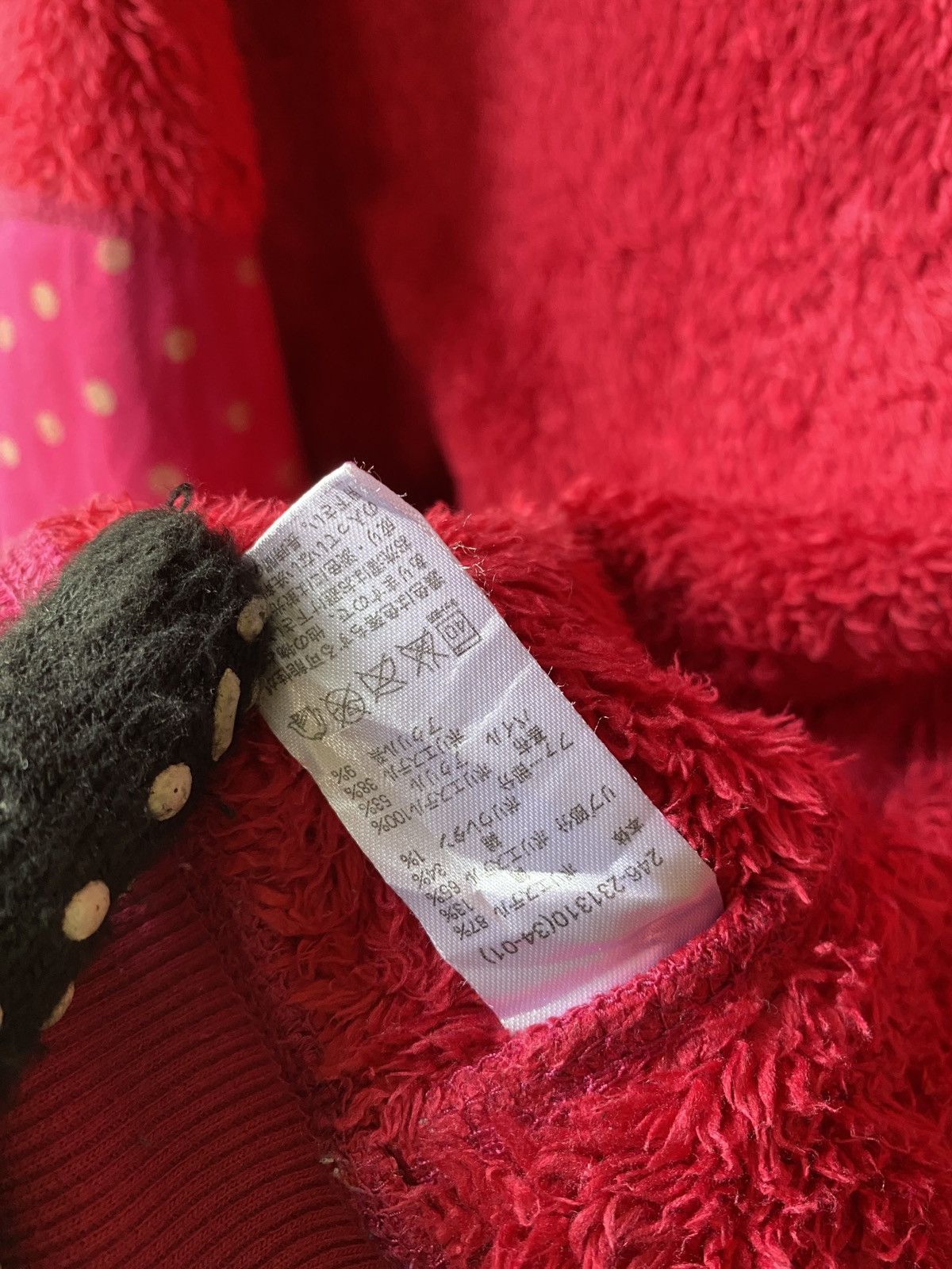 Japanese Brand Polkadot Faux Fur Design Hoodie